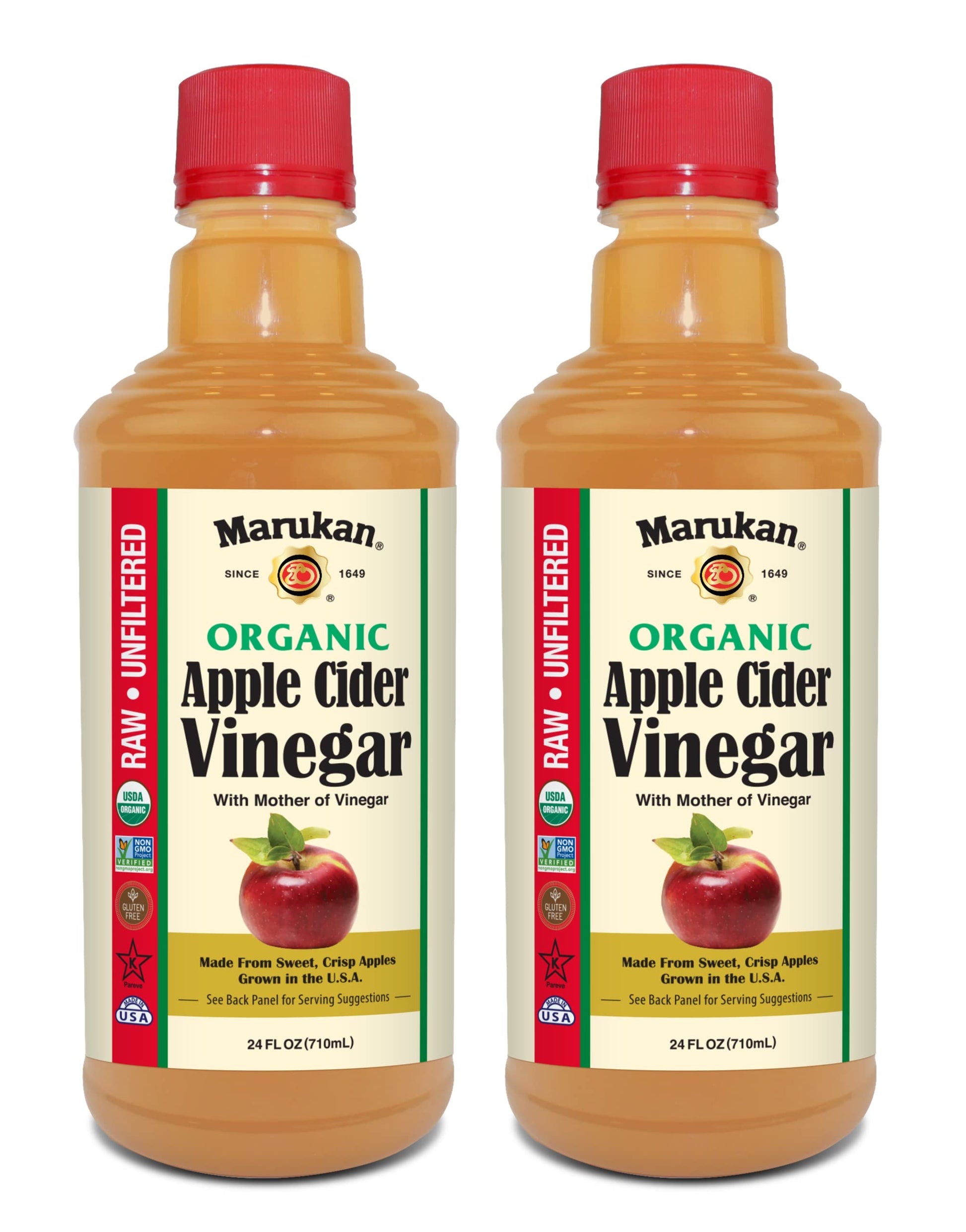 Marukan Organic Apple Cider Vinegar, 24 Ounce Pet Bottle (Pack Of 2)