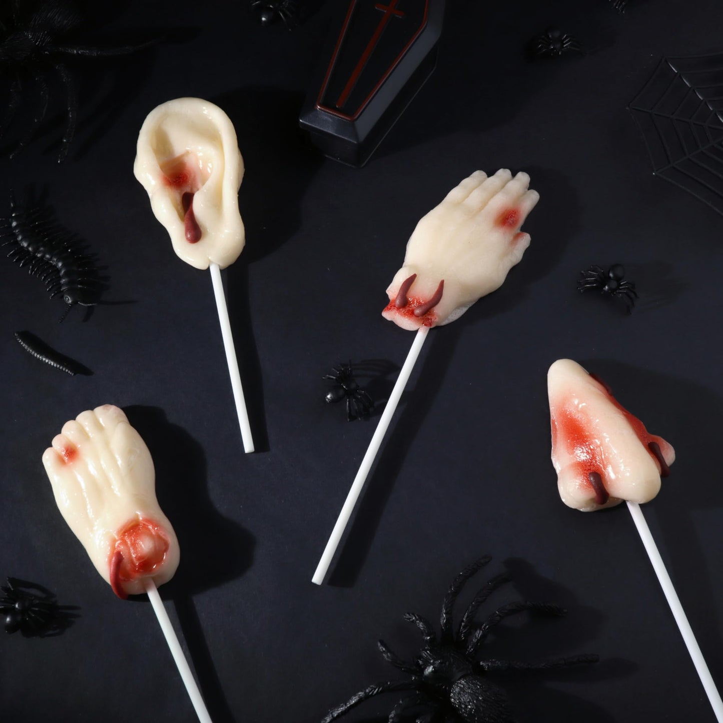 Sweetzo Halloween Body Parts Candy Lollipops, 12 Count, Individually Wrapped, Small Goodie Bag Fillers
