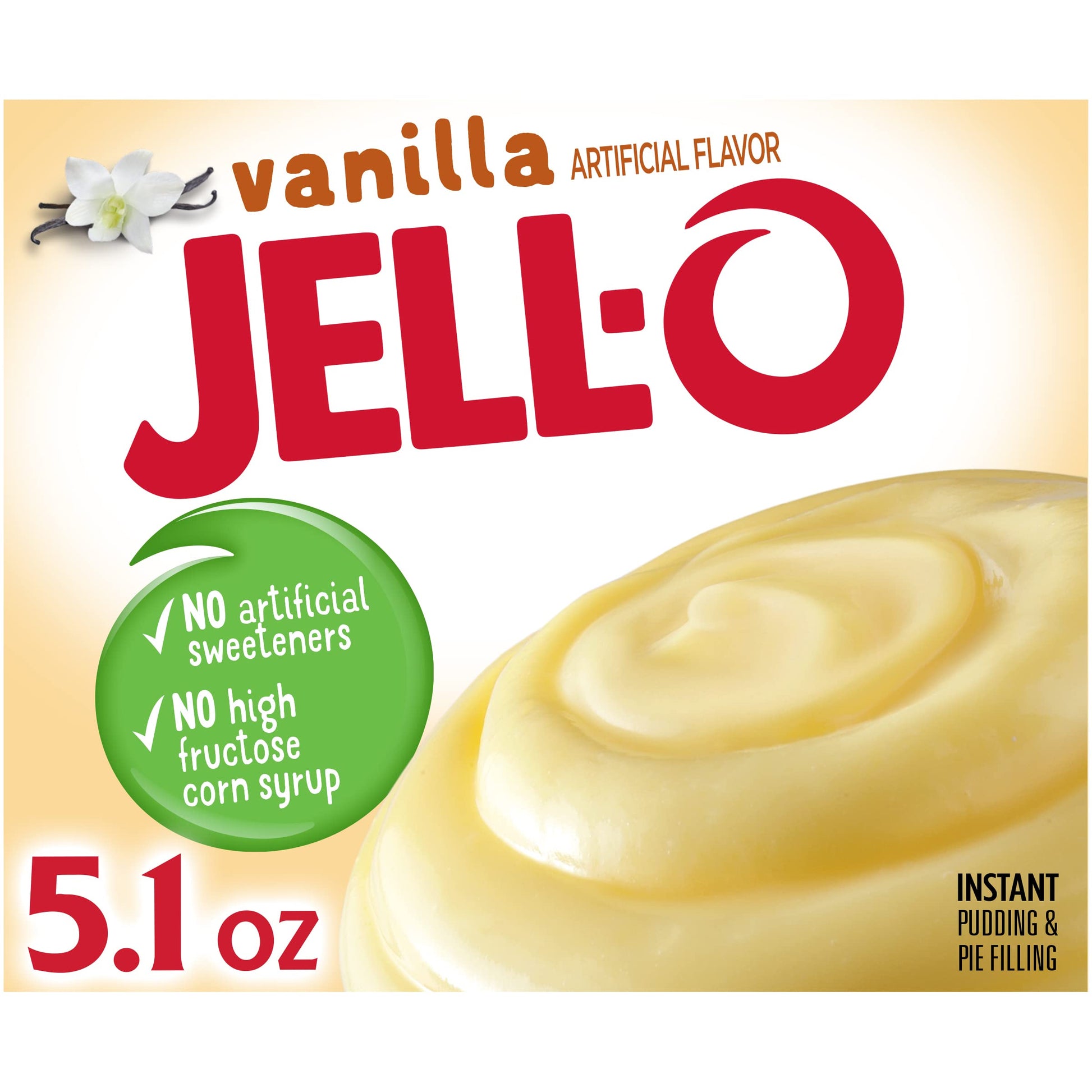 HEINZ Jell-O Vanilla Instant Pudding & Pie Filling Mix, 5.1 Oz Boxes, 24 Ct Pack, Vanilla Flavor
