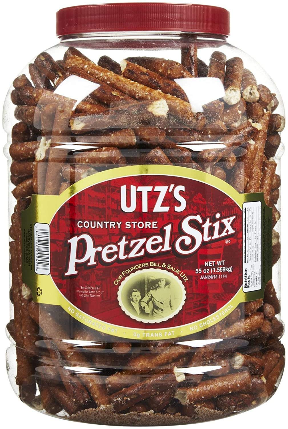 Utz Pretzel Stix – Thick Crunchy Dipping Sticks – 55 oz Barrel – Zero Cholesterol – Model 242