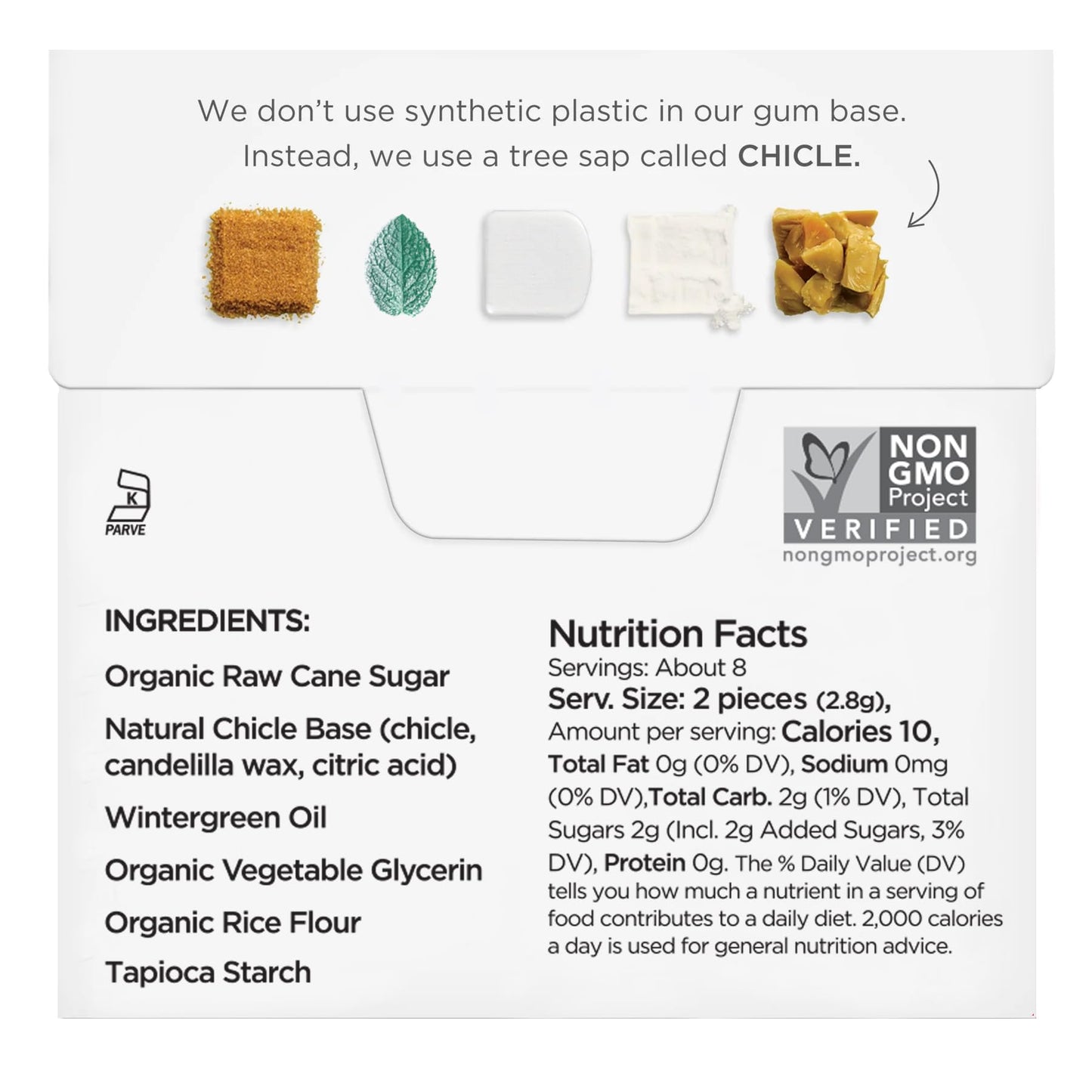 Simply Gum Wintergreen Chewing Gum, Plastic-Free, Vegan, 6 Pack (90 Pieces), Green