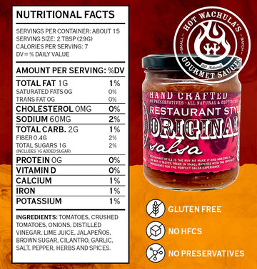Hot Wachulas Restaurant Style Salsa, Medium, Hand Crafted, Gluten Free, No Sugar Added, 16 oz