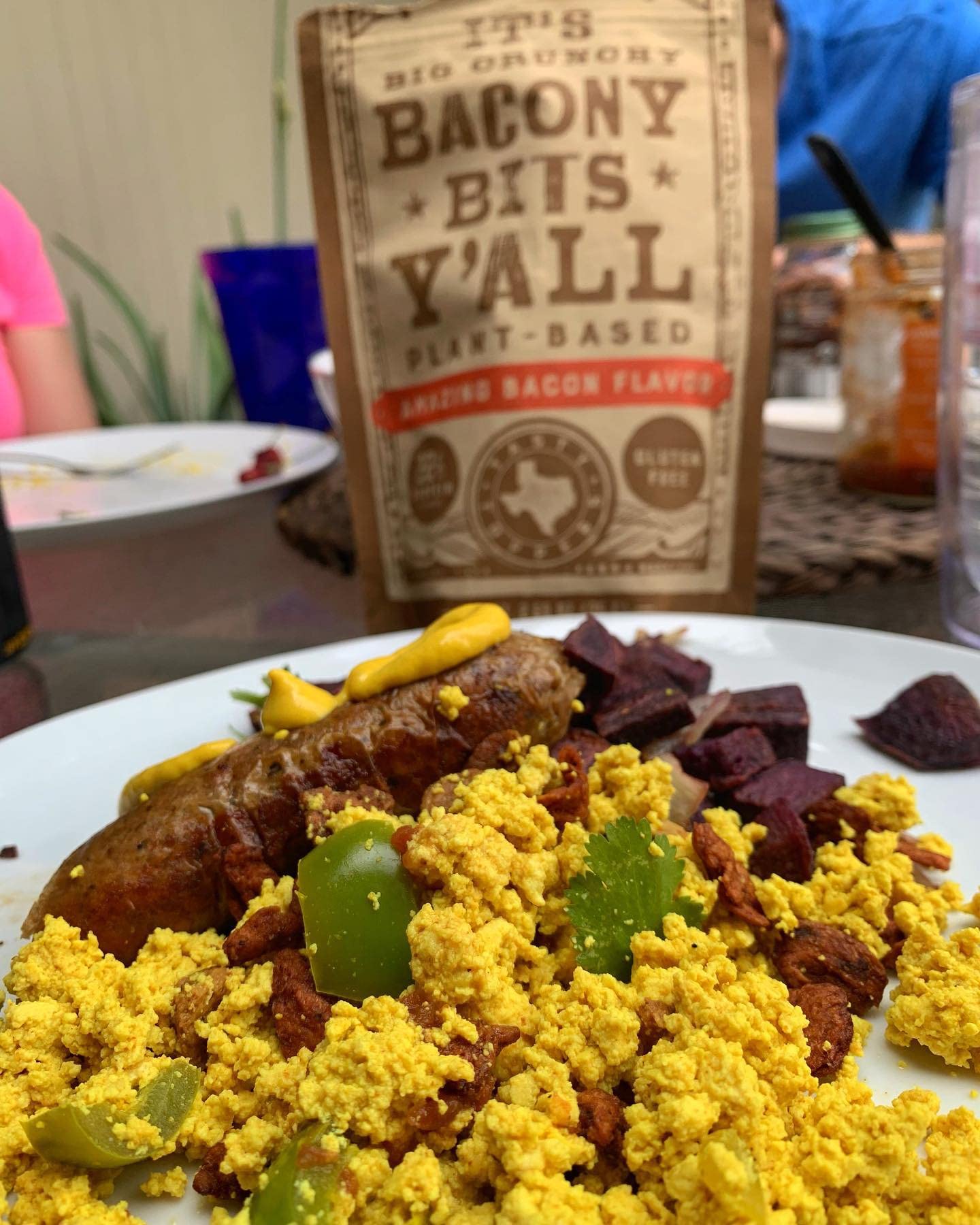All Y'alls Foods Vegan Bacon Bits - Big and Crunchy - Plant Based, Non-GMO, Gluten Free, High Protein (6-Pack)