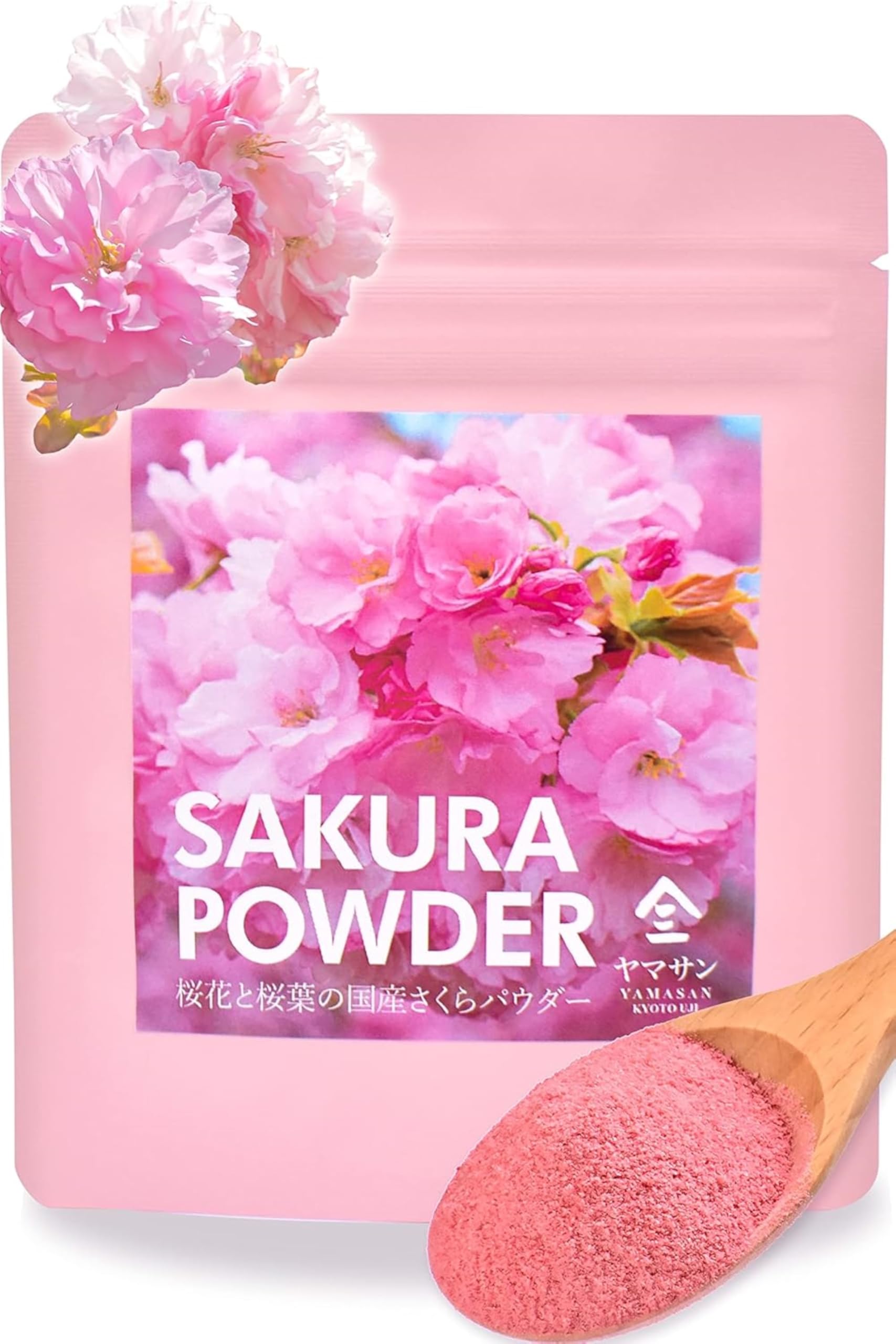 YAMASAN KYOTO UJI Sakura Cherry Blossom Powder, For Baking and Cooking, Easily Add a Cute Pink Color and Flavor, Allergen-Free, 