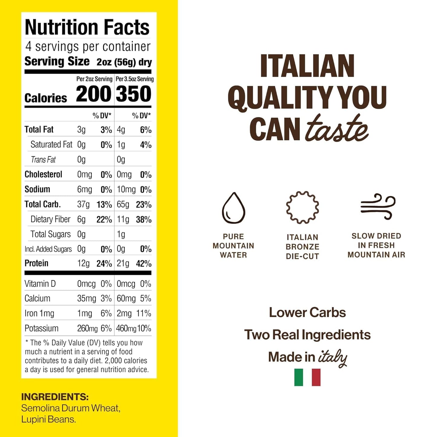 Brami Italian Protein Pasta, Variety | Low Carb | High Fiber | High Protein | Non-Gmo | Keto | Made In Italy | Dry Pasta | Semol