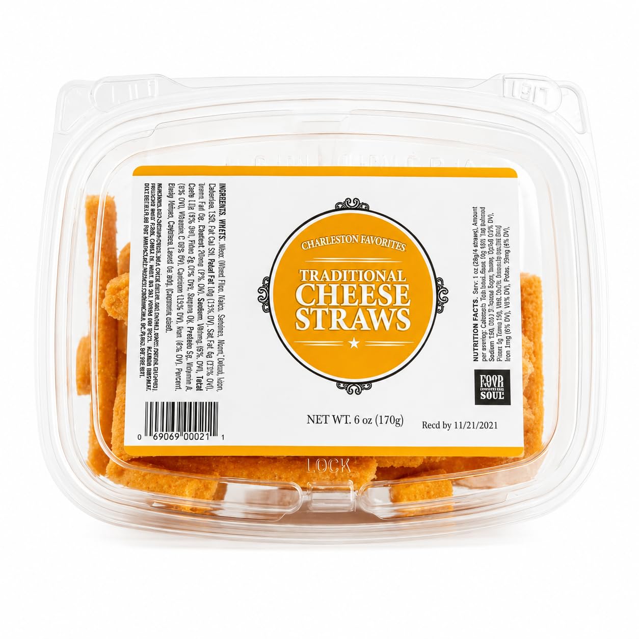 Charleston Favorites Traditional Cheese Straws, 6 oz, Crispy Snack