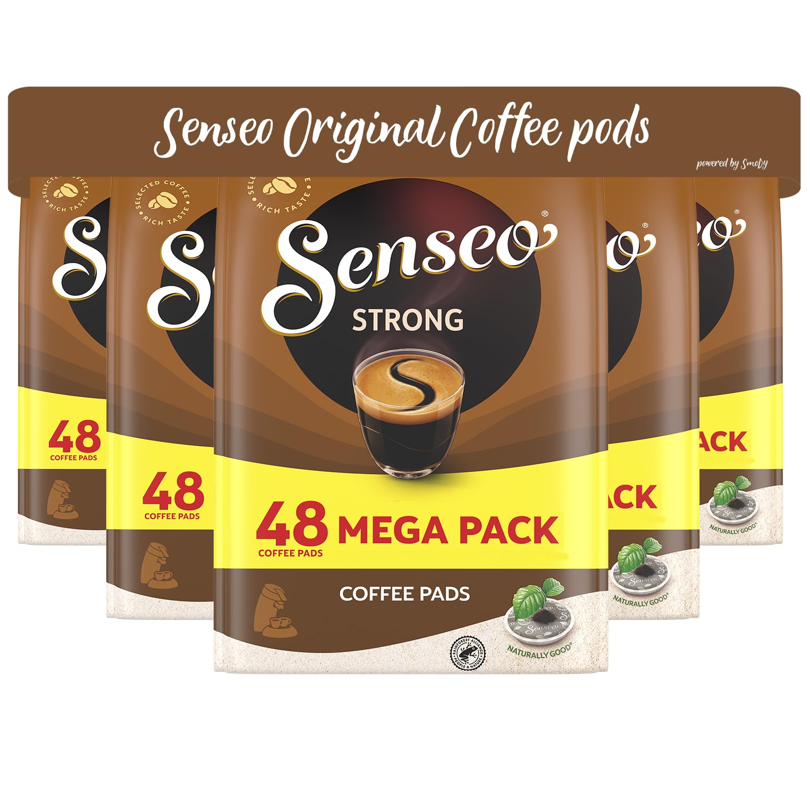 Senseo Strong Coffee Pods Bag - Strong Roast - 5 Bags Of 48 Single Serve Coffee Pods - 240 Count, 8 Grams - Bulk Packaged For De