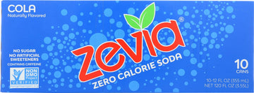 Zevia Zero Calorie Soda, Cola Flavor, 12 Fl Oz (Pack of 10)