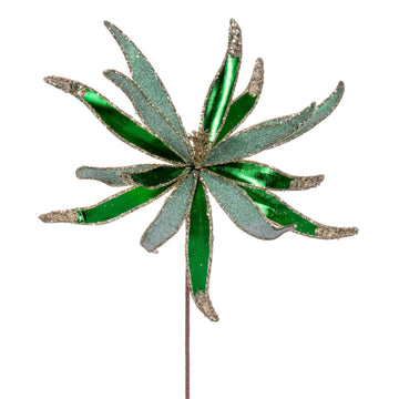 Vickerman 24'' Emerald Metallic And Frosted Glitter Papyrus 2 Per Bag.