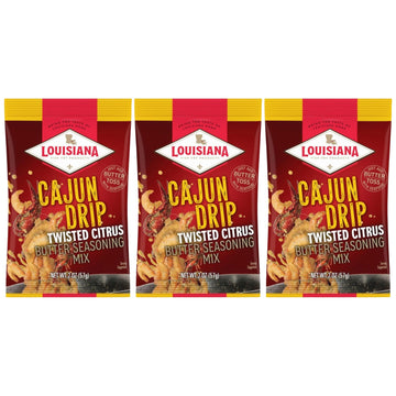 Louisiana Fish Fry Cajun Drip Twisted Citrus Butter Seasoning Mix - Seasoned Butter Sauce for Seafood - 2 oz. Bag (Pack of 3) - 