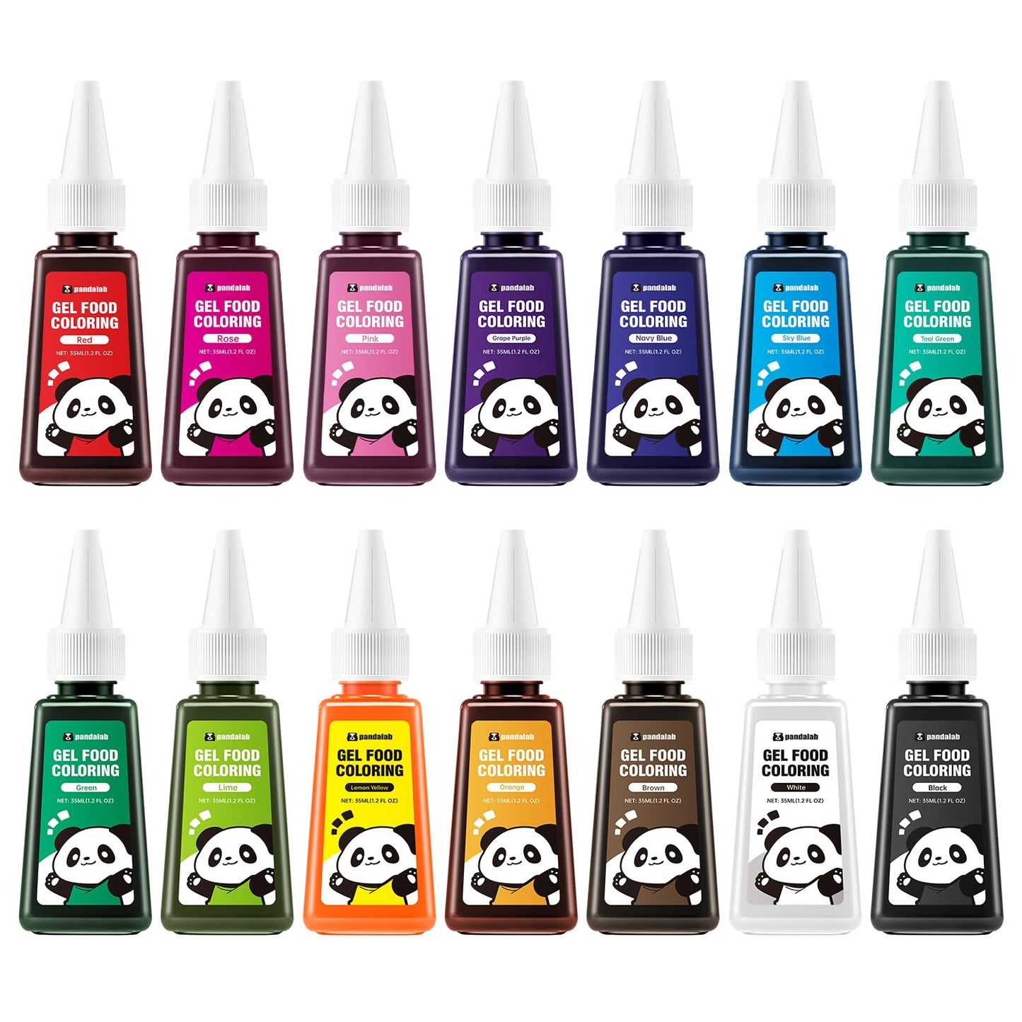 Pandalab Gel Food Coloring Set - 14 Vibrant Edible Colors, 1.19 Fl Oz (Pack of 14), Multicolor