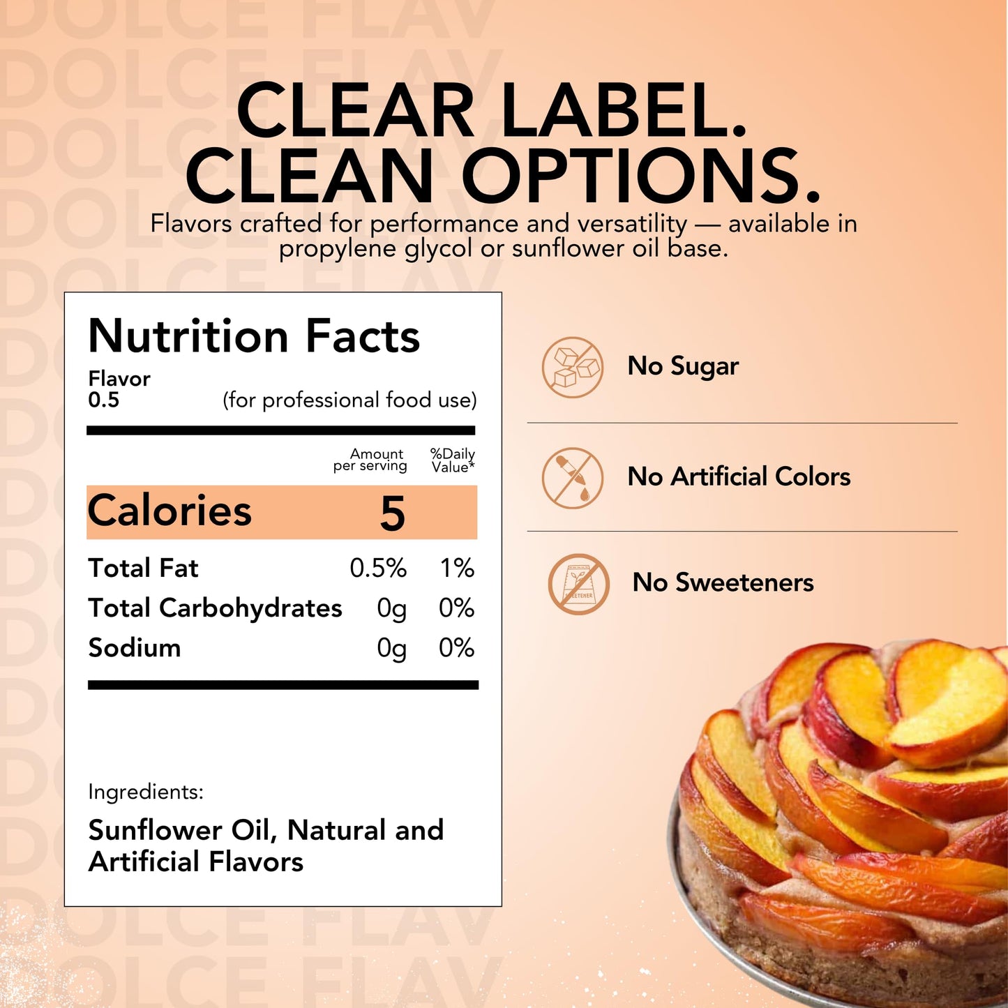 Dolce Foglia Peach Flavoring Oil - Multipurpose 8 Oz. for Baking, Candy Making, Lip Balm, Ice Cream