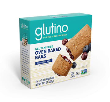 Glutino Gluten Free Oven Baked Bar, Blueberry Acai, Naturally Flavored, 5 Ct