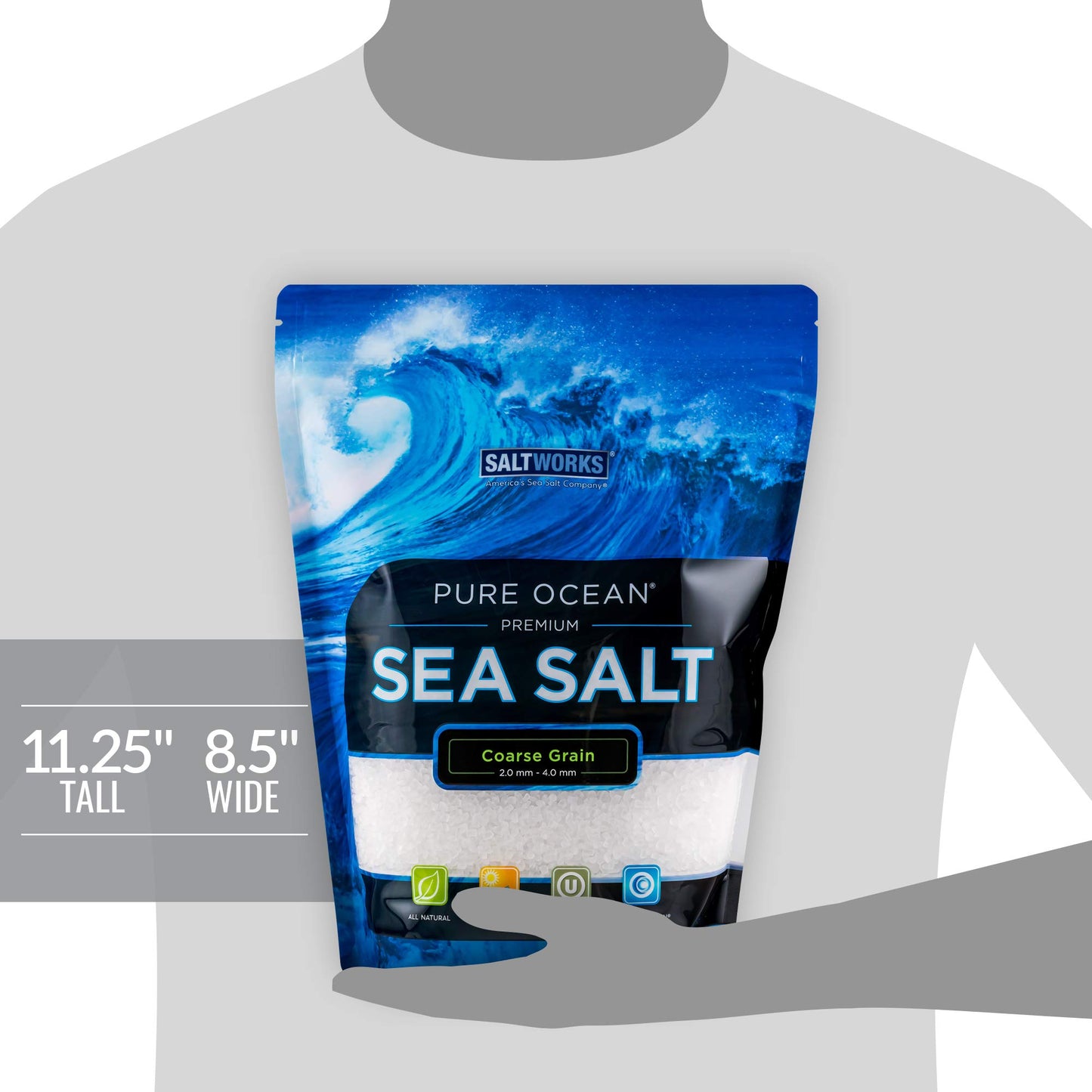 Saltworks Pure Ocean Sea Salt, Coarse Grain, 5 Pound Bag