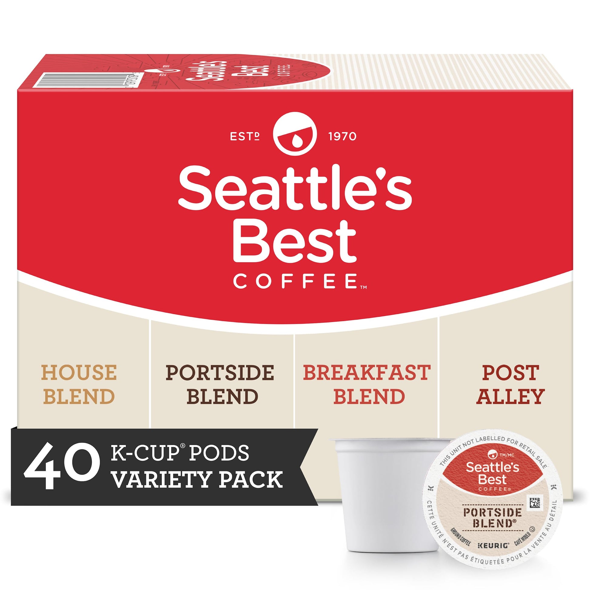 Seattles Best Coffee K-Cup Pods Variety Pack, Dark & Medium Roast, 40 Pods (4 Boxes), 100% Arabica, Compatible with Keurig Brewers