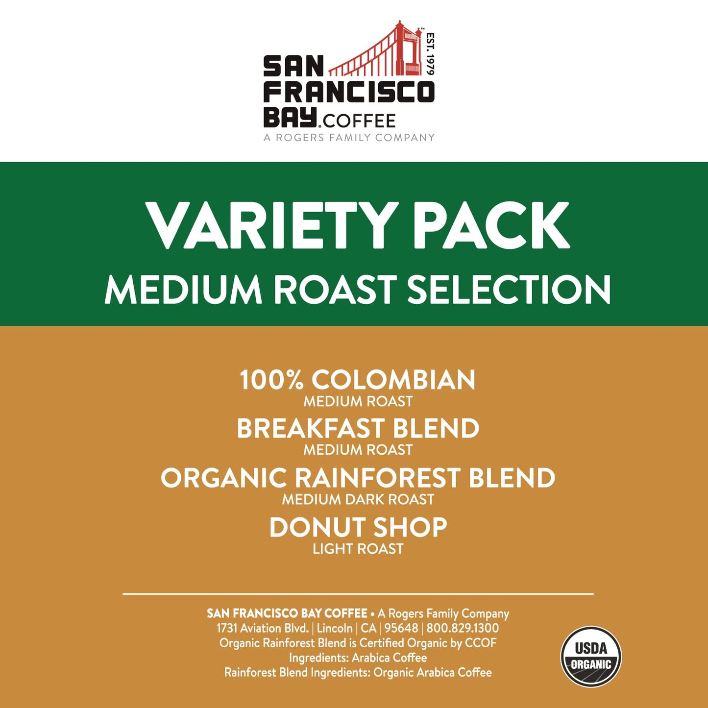 SAN FRANCISCO BAY Compostable Coffee Pods Variety Pack, Medium Roast, K Cup Compatible, 40 Count - Colombian, Breakfast, Organic Rainforest, Donut Shop