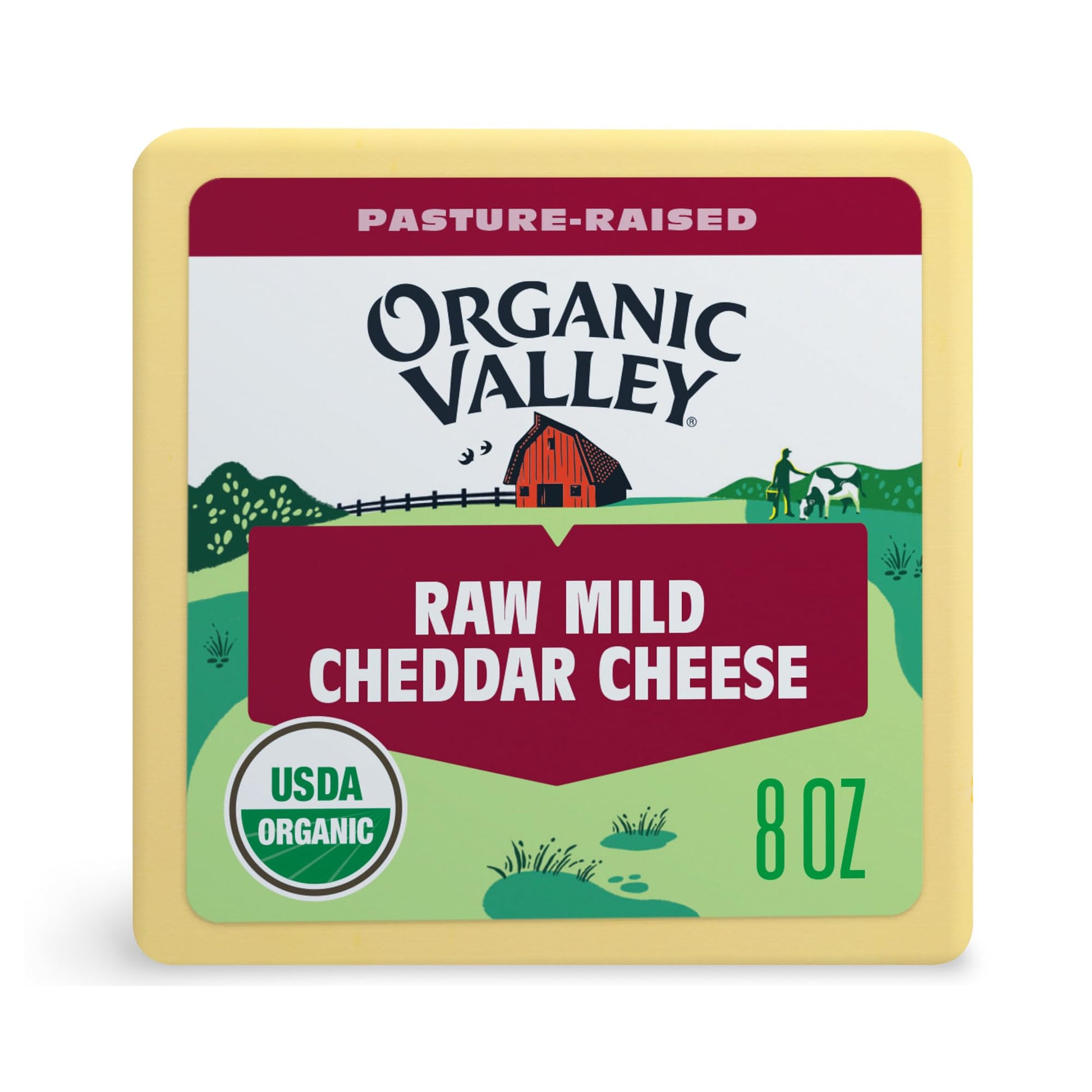 Organic Valley Cheese - Raw Organic Mild Cheddar Cheese Block - 8 Oz