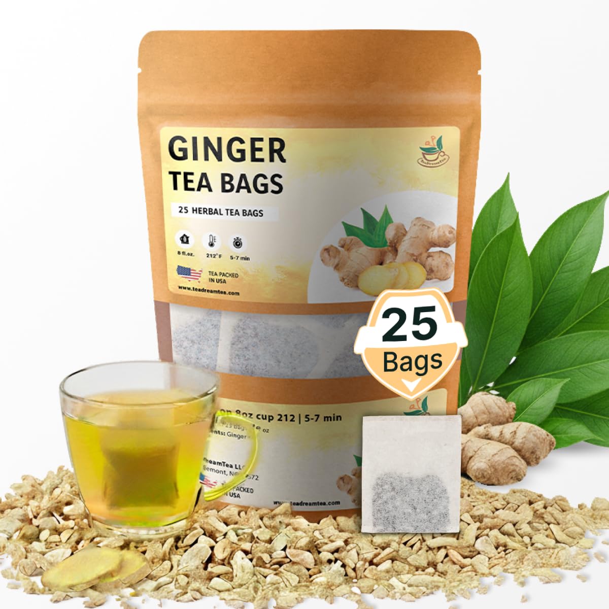 Flavor Blendger Tea Bags - 25 Bags - Top-Grade & Spicy Flavor Blendger Herbal Tea - Pure Natural Extract Energy Blend-Free And Gluten-Free Herbal Tea From Real Flowers For Relaxation With Smooth Taste (25 Count)
