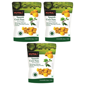 Nutraj Spanish Corn Roasted & Salted 150g | Makka | Popcorn | Snacks | Sweet & Salty | (Pack of 3)