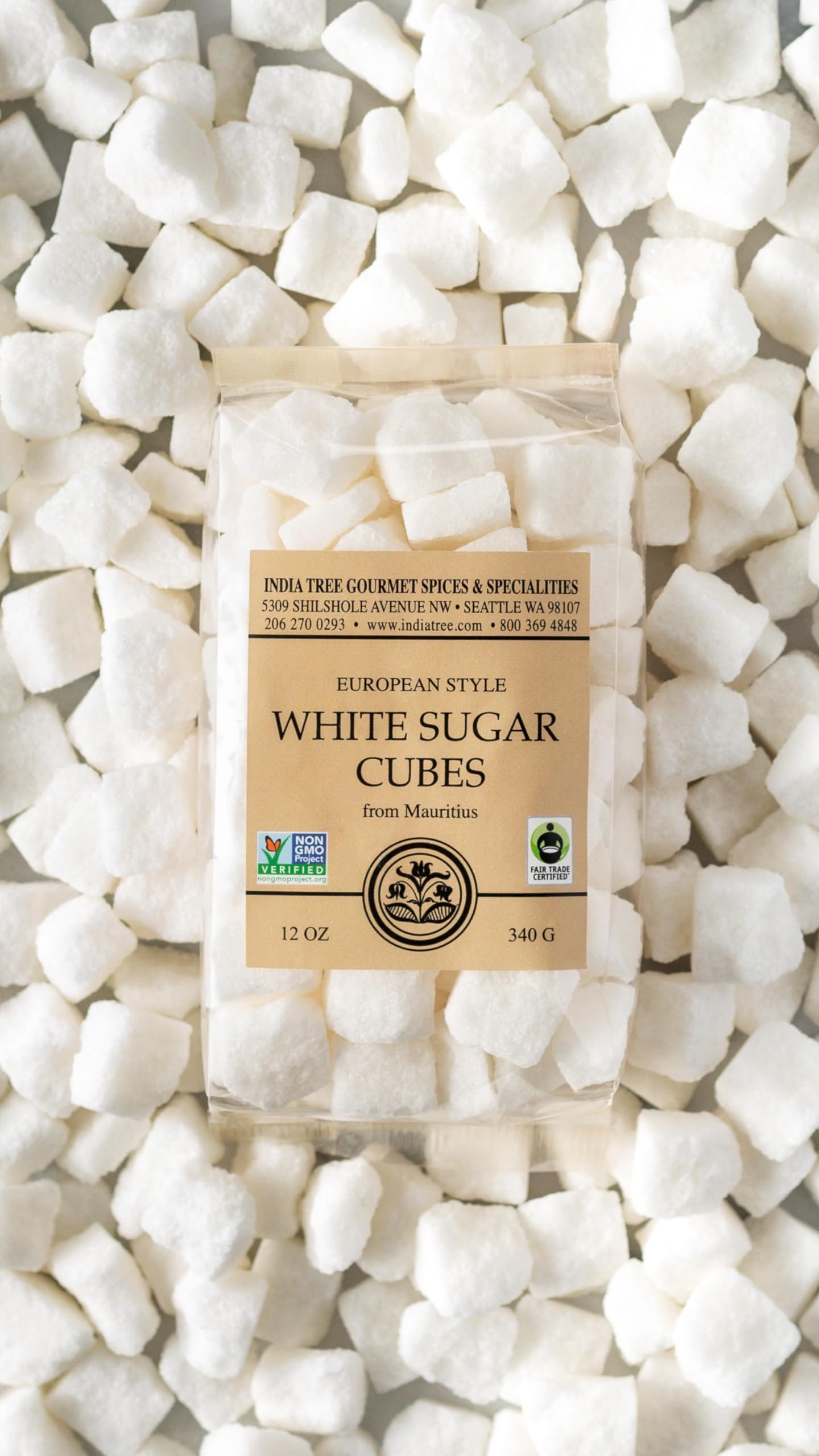 India Tree Rough Cut Mauritius White Sugar Cubes, 2.2 Pound Box, Unrefined Sugar Cube, Kosher, Non GMO