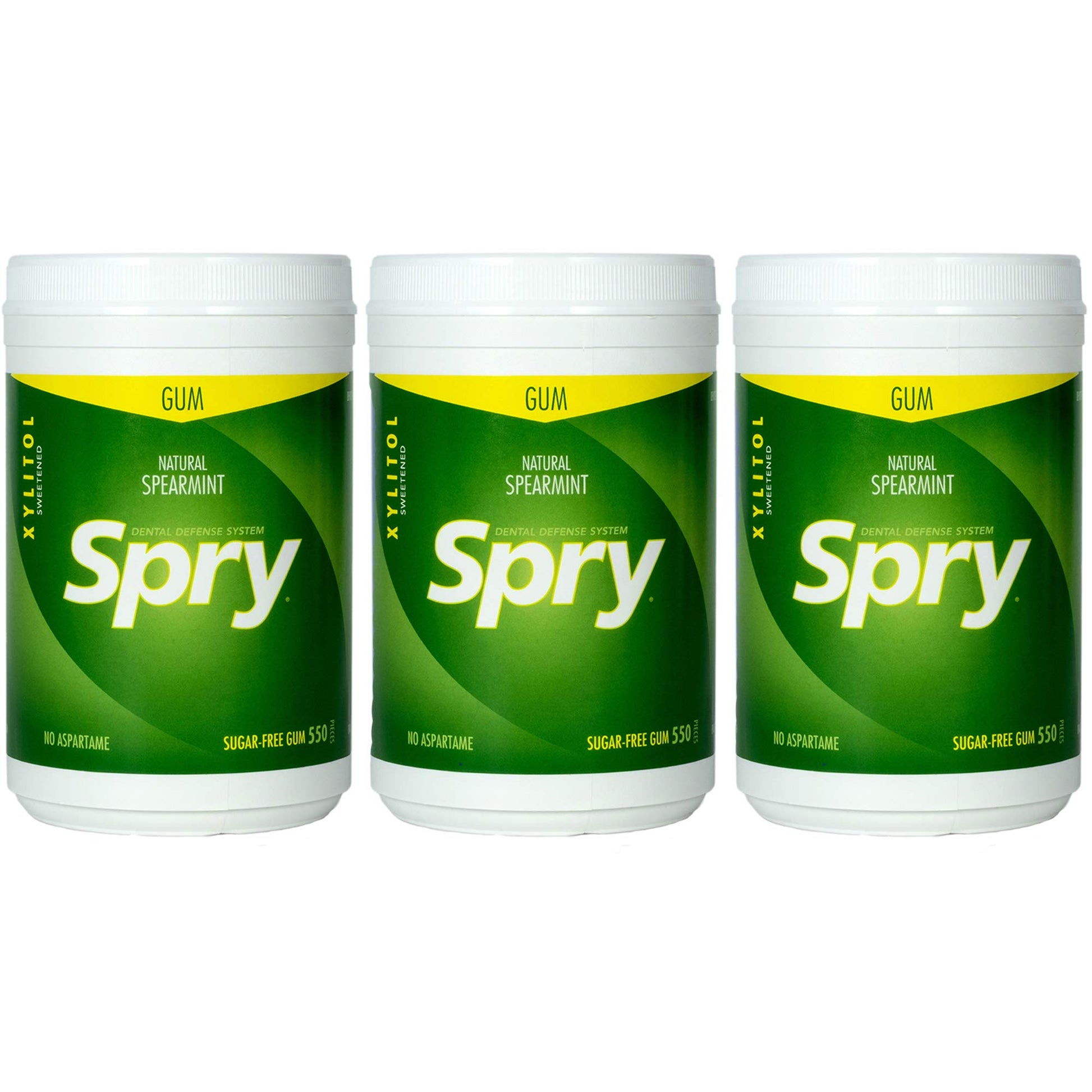 Spry Chewing Gum - Natural Xylitol, Sugar-Free, Non-GMO, Gluten-Free, Spearmint, 550 Count (Pack of 3)