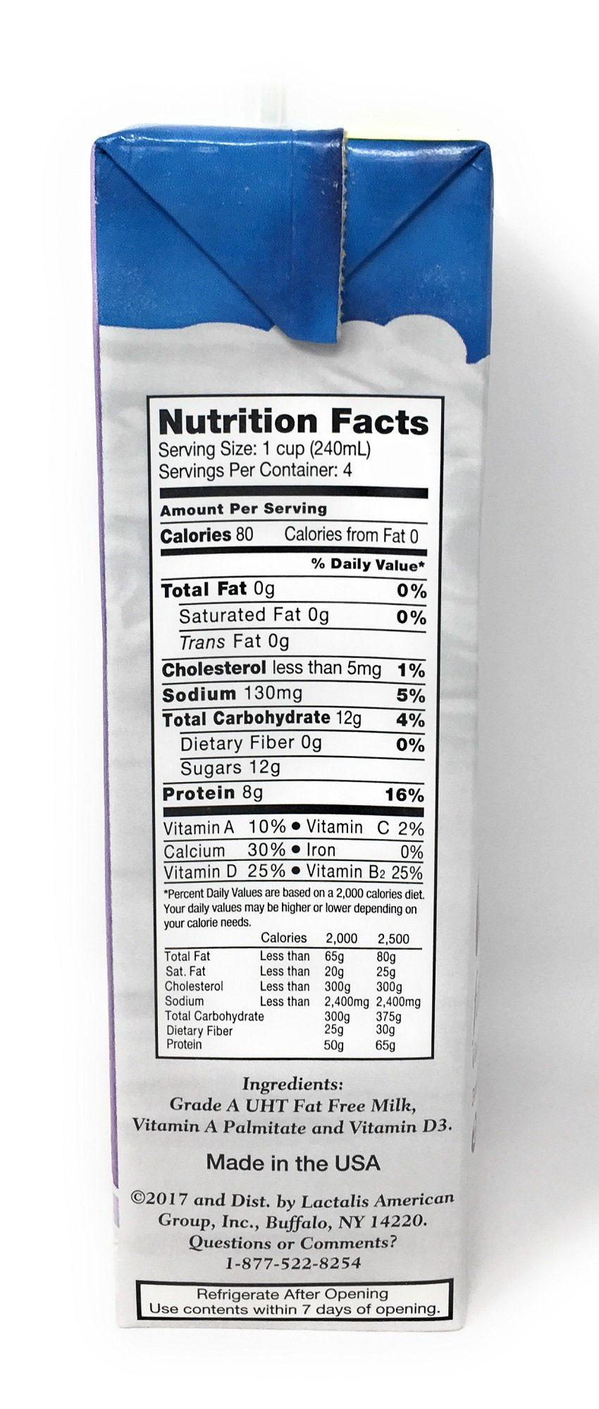 Parmalat Fat Free UHT Milk, 32 Fl Oz, Pack of 6, Shelf Stable