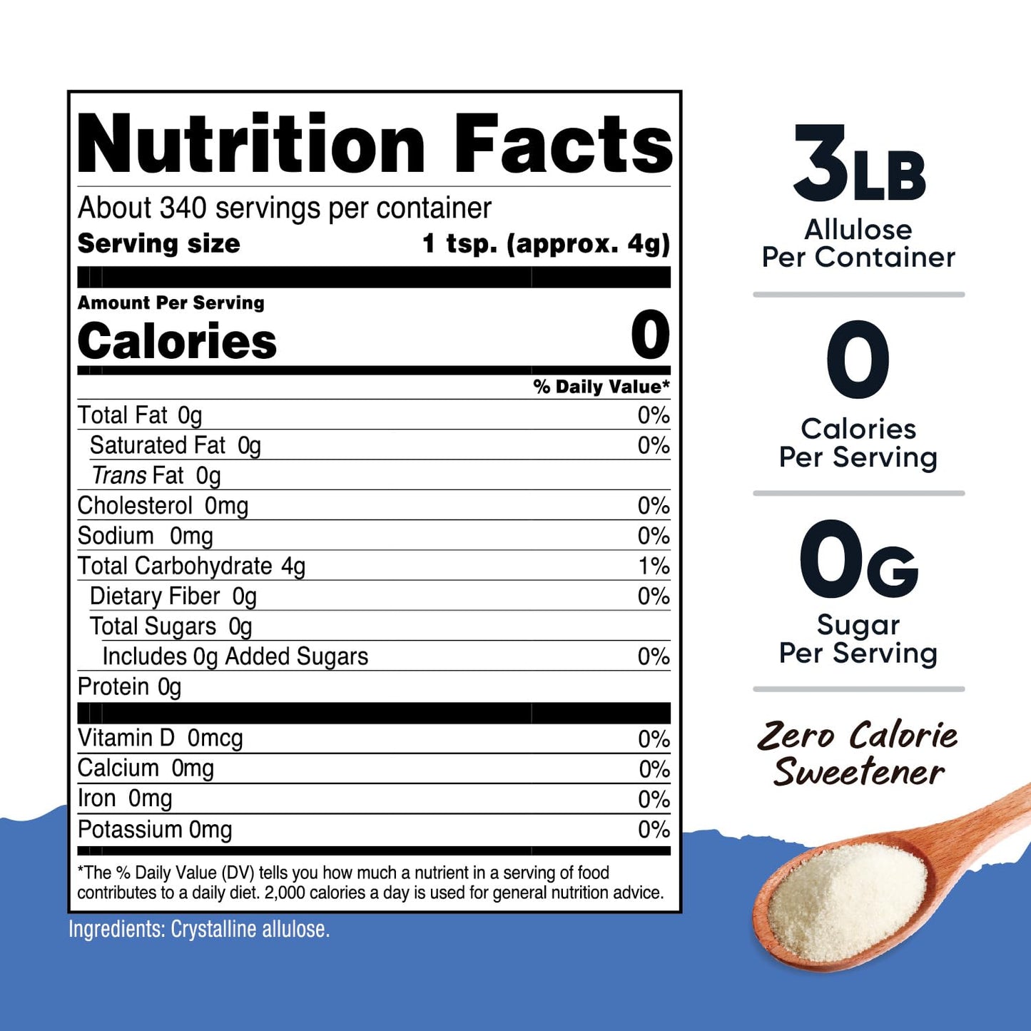 Nutricost Allulose Sweetener - Natural Sugar Alternative, 0 Calorie, Low Carb, 48 Ounce