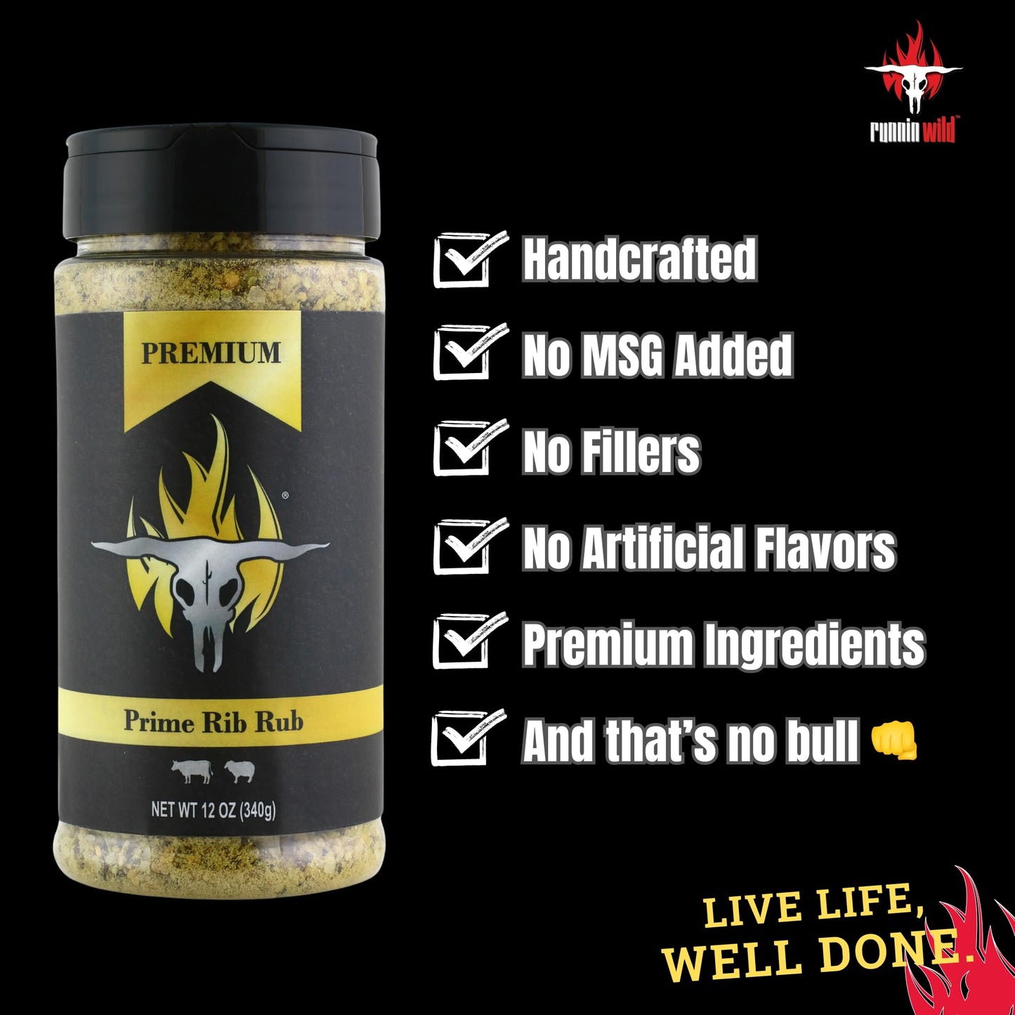 Gourmet Prime Rib Seasoning | Prime Rib Rub For Prime Rib Roasts, Briskets, Steaks, Burgers And Beef | Runnin Wild Foods, 12 Oun