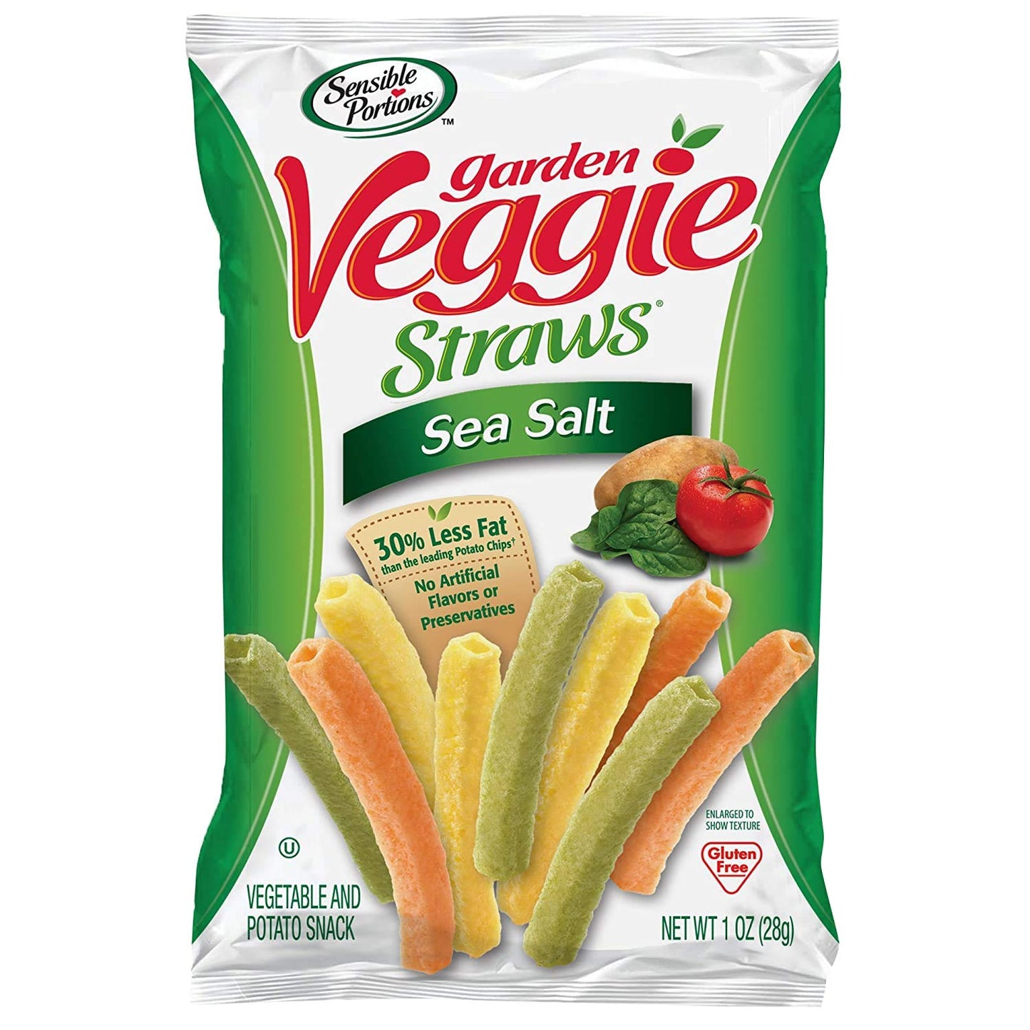 Sensible Portions Straw Veggie Pack Single Sea Salt, 1 Oz (Bag Of 6)