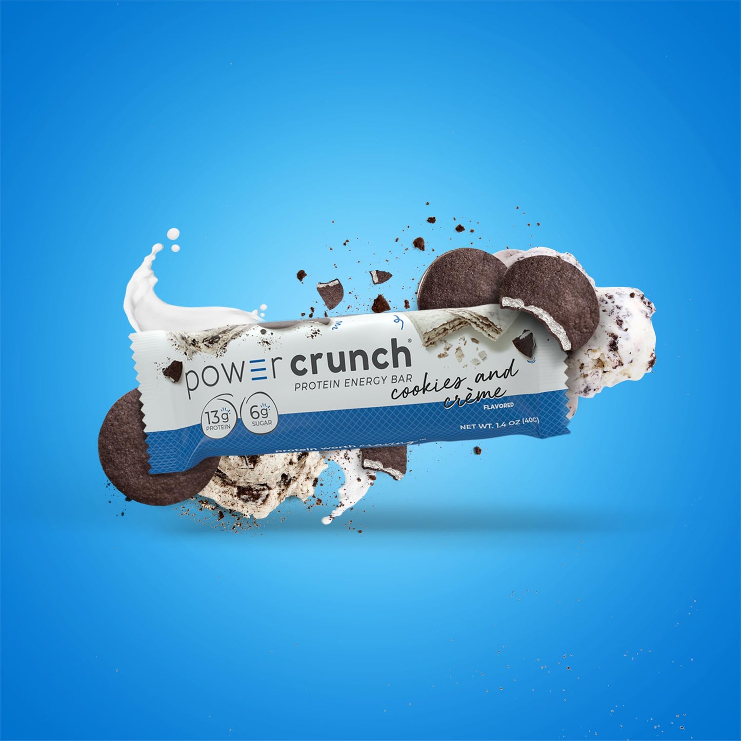 Power Crunch Protein Bars, High Protein Snacks With Delicious Taste, Cookies And Crème, 1.4 Ounce (12 Count)