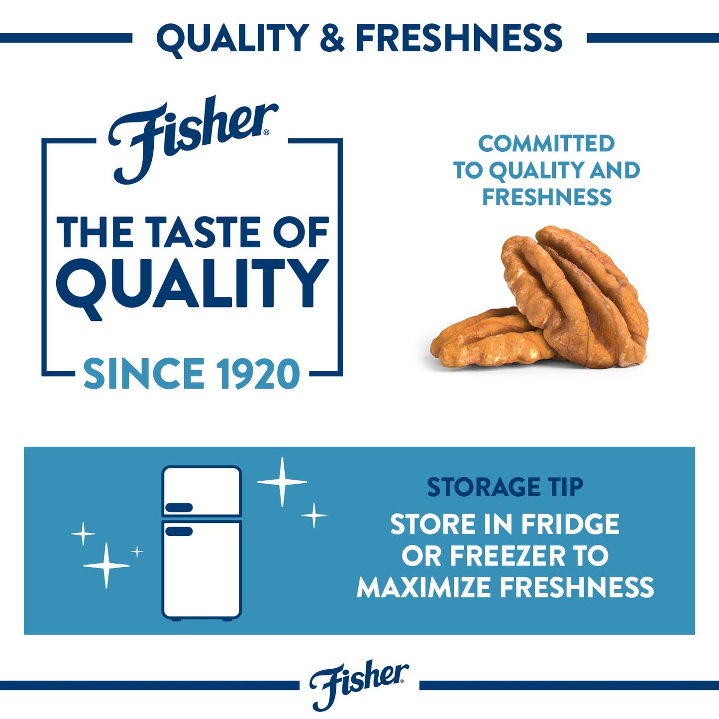 Fisher Pecan Halves, Unsalted Raw Nuts for Cooking & Snacking, 24 oz Resealable Bag, Brown