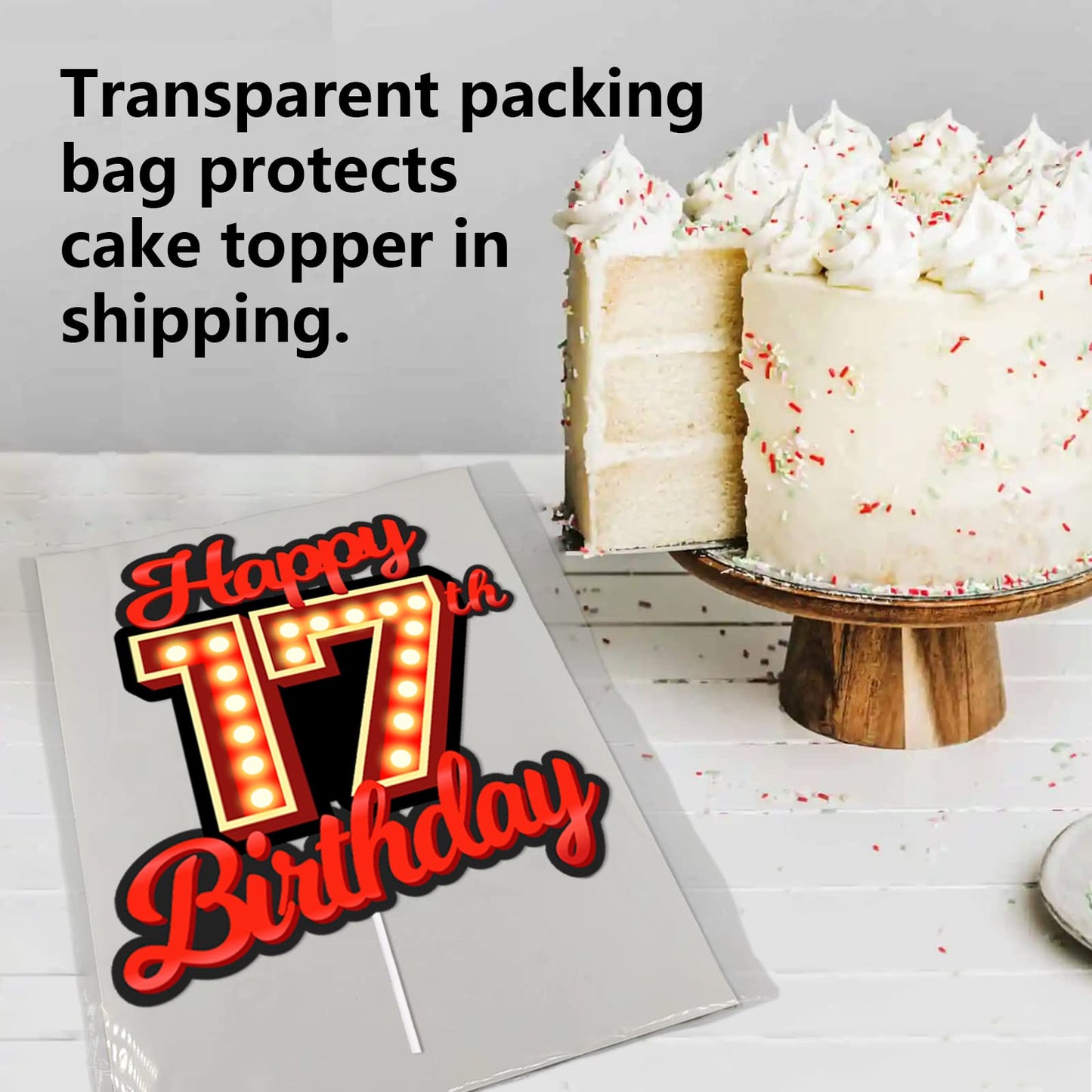 Happy 17Th Birthday Cake Topper Fluorescent Flashing Night Out Hen Movie Nightclub Theme Decor Supplies Boy Girl Happy Birthday
