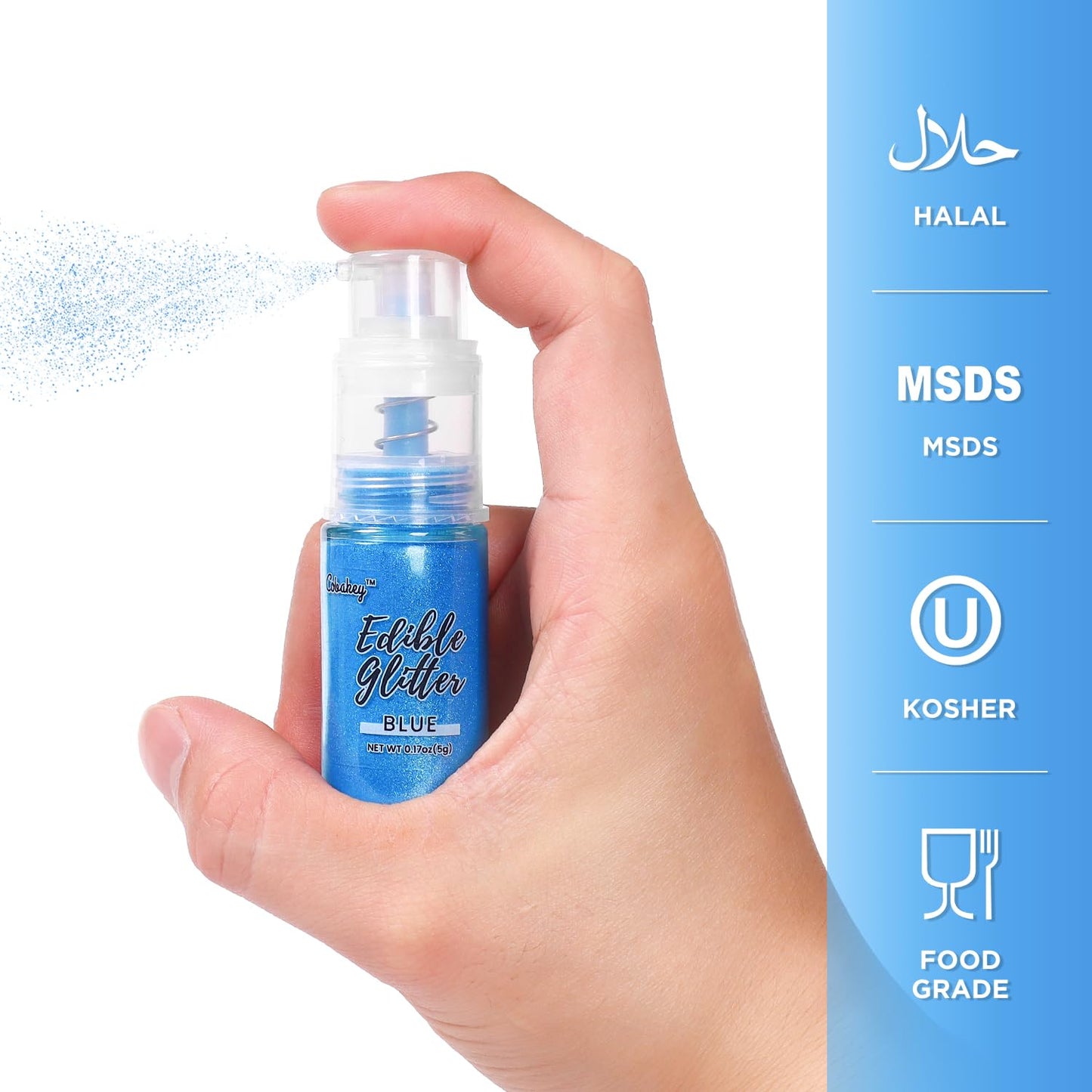 Navy Blue Edible Glitter Spray, 5g Edible Glitter for Cocktails, Cobakey Luster Dust Edible for Cake Decorating, Drinks, Baking,