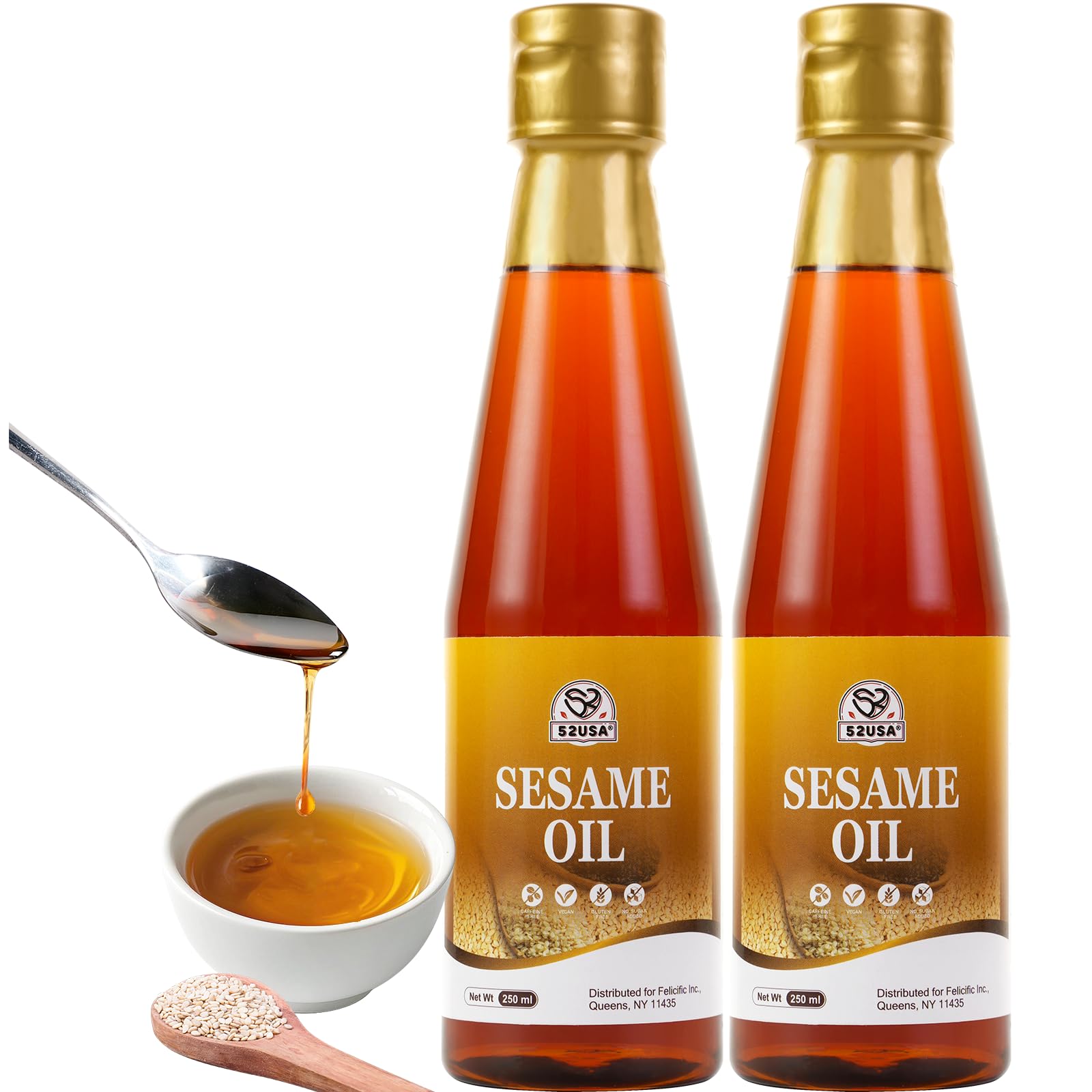 52USA Toasted Sesame Oil, Premium Aromatic Flavor, 8.45 Fl Oz (Pack of 2)