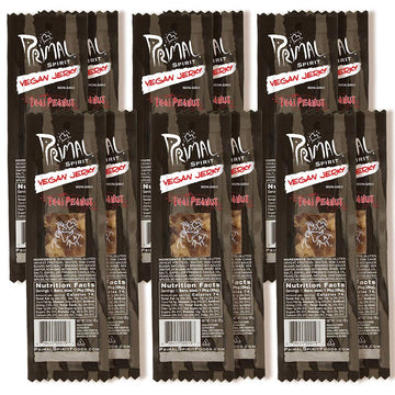 Primal Spirit Vegan Jerky Classic Flavor Thai Peanut, 1 oz (Pack of 12), Plant-Based Protein, Certified Non-GMO, No Preservatives