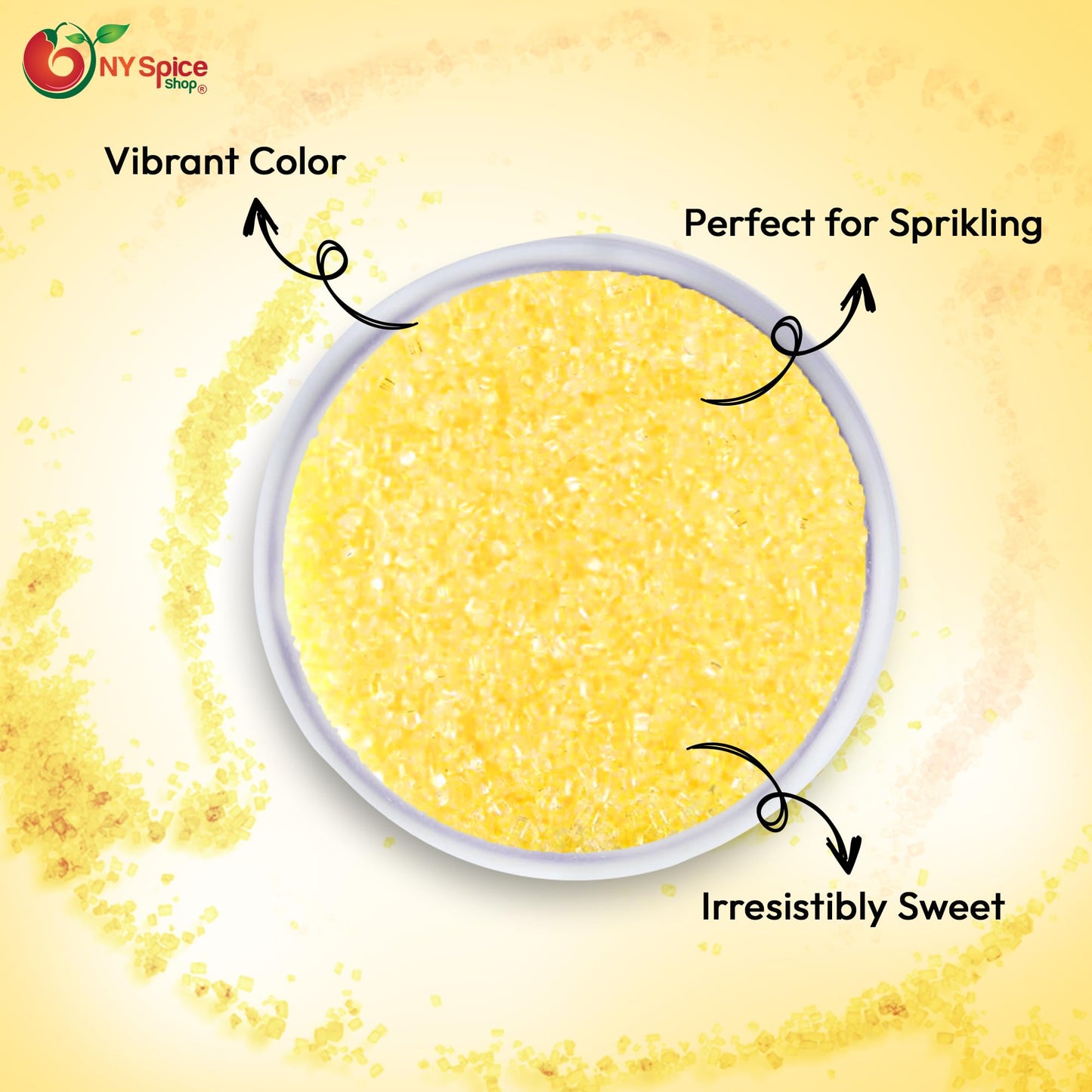 NY Spice Shop Yellow Sanding Sugar Edible Sprinkles 1 Pound for Cake Decorating and Candy Dishes