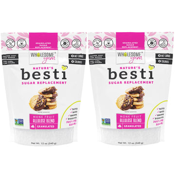 Wholesome Yum Besti Natural Sugar Substitute - Keto Granulated Monk Fruit Sweetener Blend With Allulose (No Erythritol) - Non GMO  Zero Calorie  Zero Carb  Sugar Free  No Aftertaste (12 oz  2 Pack)