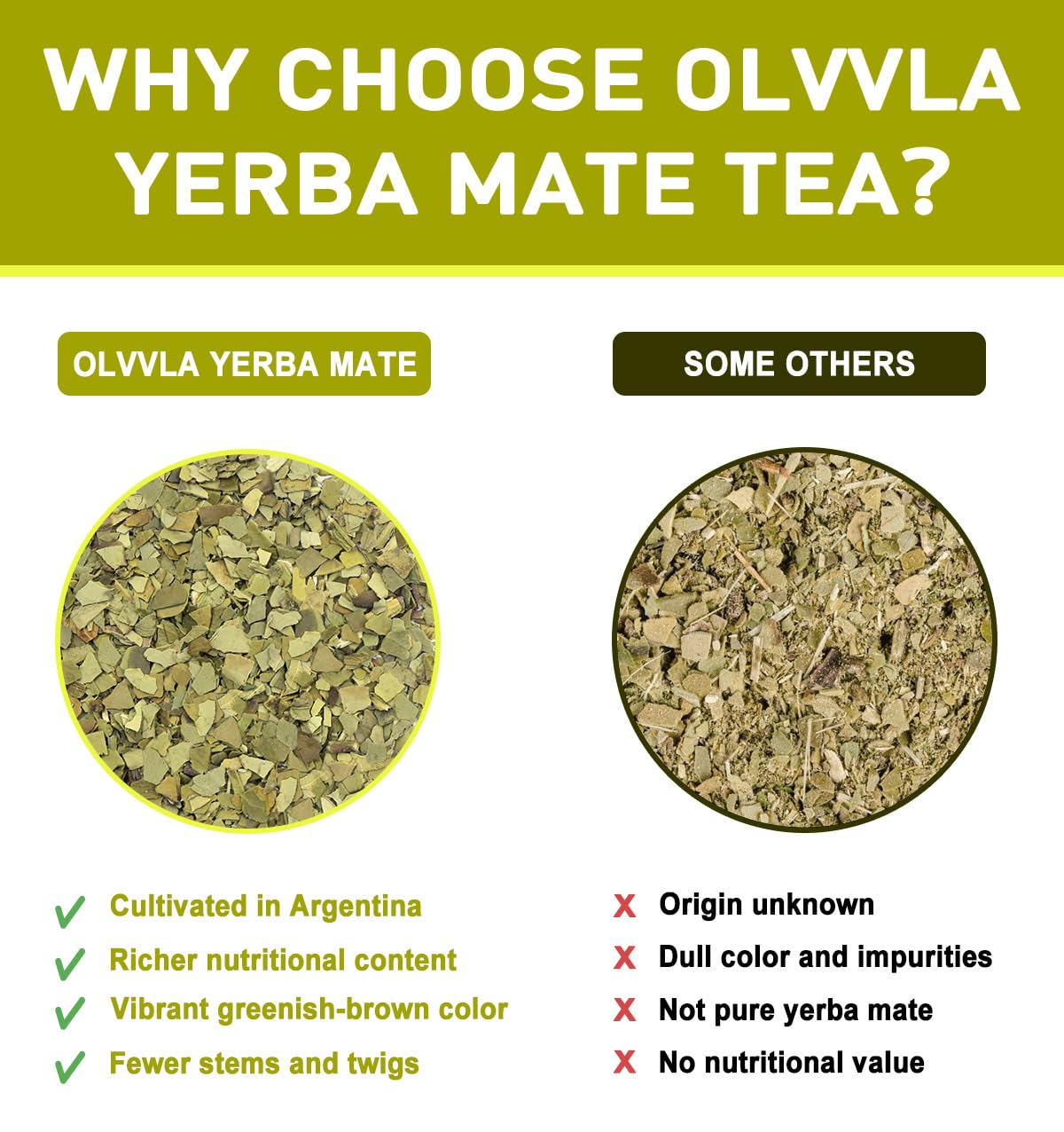 Olvvla Yerba Mate Tea - 100% Natural Unsmoked - 60 Count Tea Bags - Medium-Caffeine Energy Tea