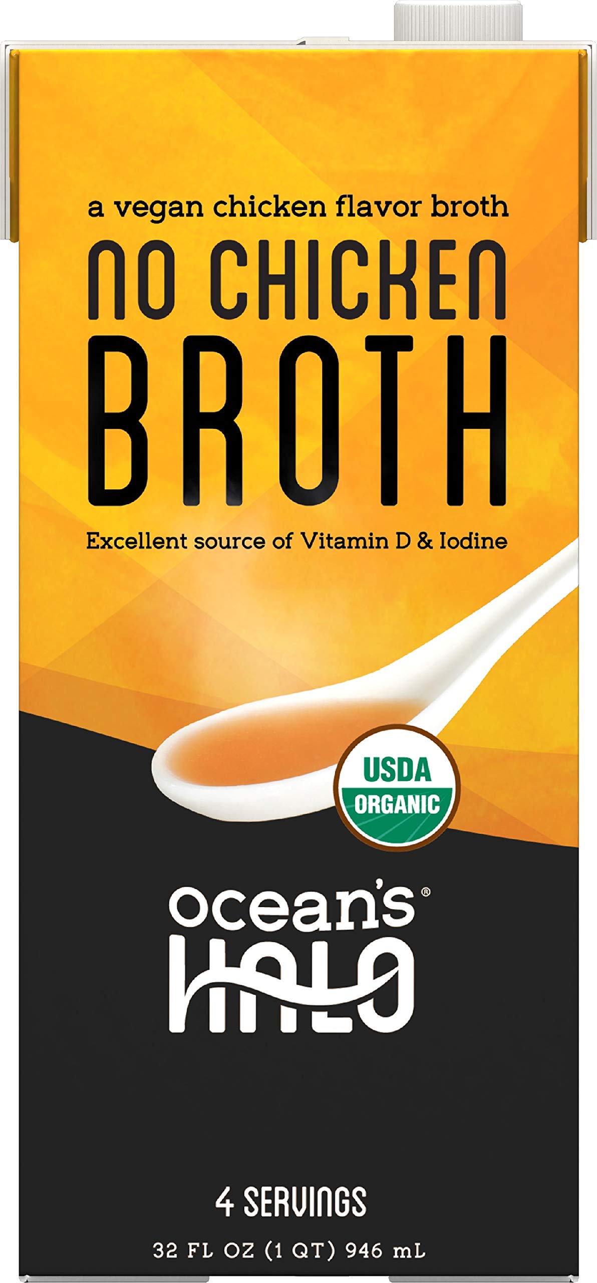 Oceans Halo, 6-Pack Organic and Vegan No Chicken Broth, 32 Fl Oz