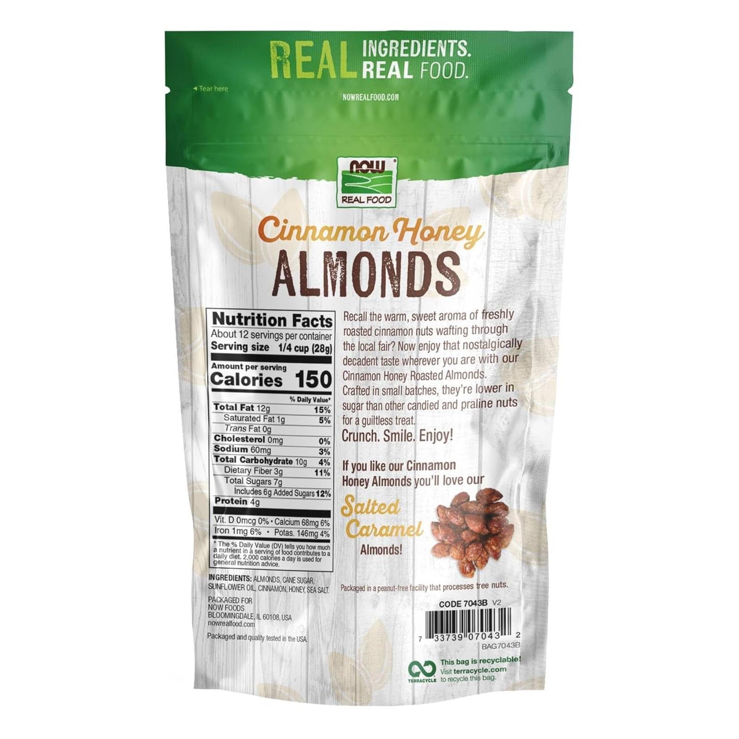 NOW Foods Salted Caramel Almonds, Dry Roasted, 12-Ounce, Crafted in Small Batches, Model NOW07042