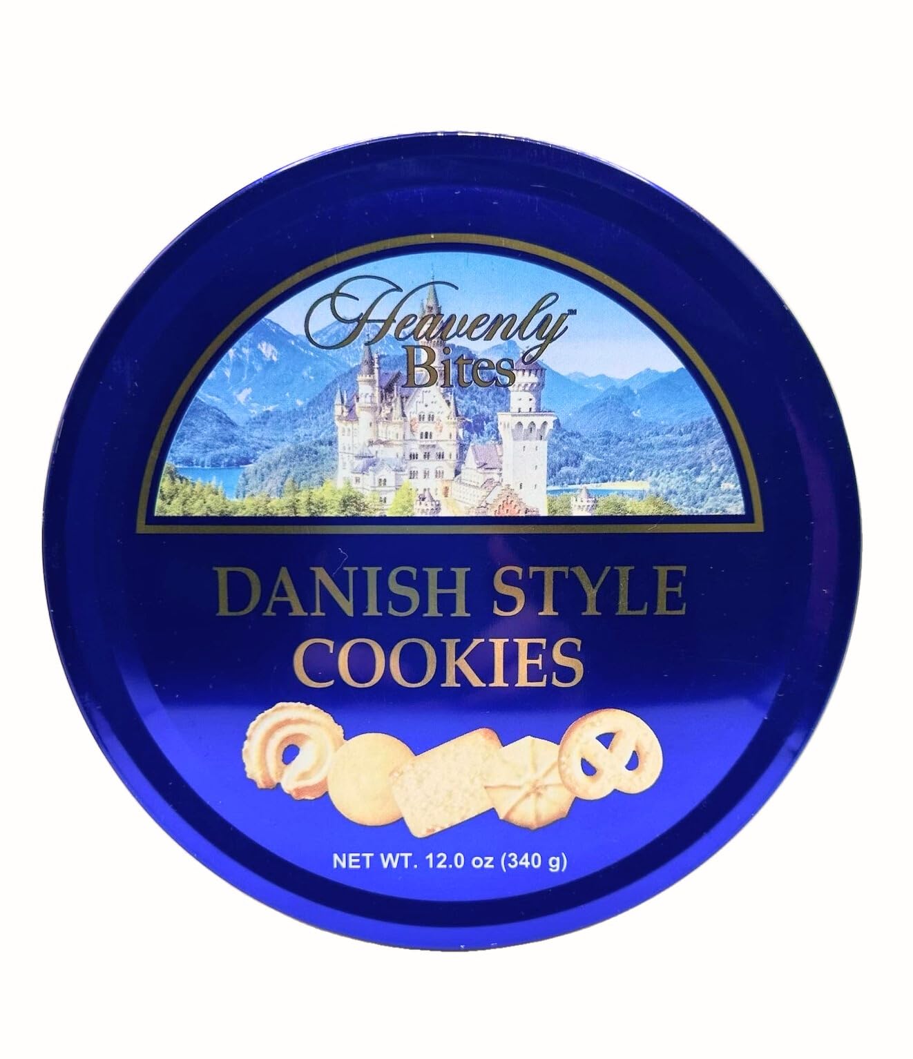 Heavenly Bites Danish Style Butter Cookies In Metal Tin 12 Ounce (12 Pack)