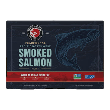 SeaBear Smoked Wild Sockeye Salmon Fillet - Wild Caught, 6oz Gift Box, Ready to Eat