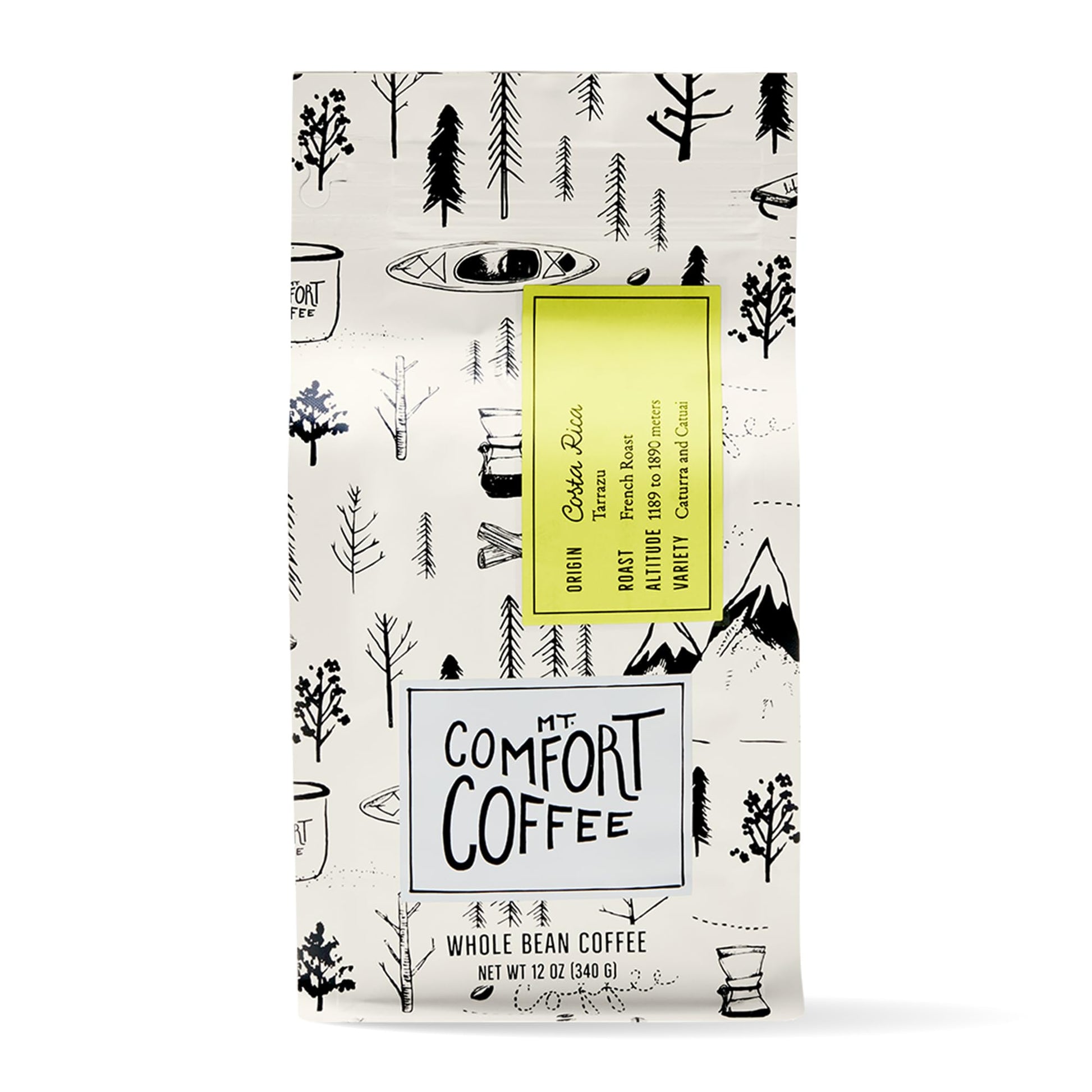 Mt. Comfort Coffee Costa Rica French Roast Whole Beans, 12 Ounce - Notes of Citrus, Tropical Fruit, & Brown Sugar