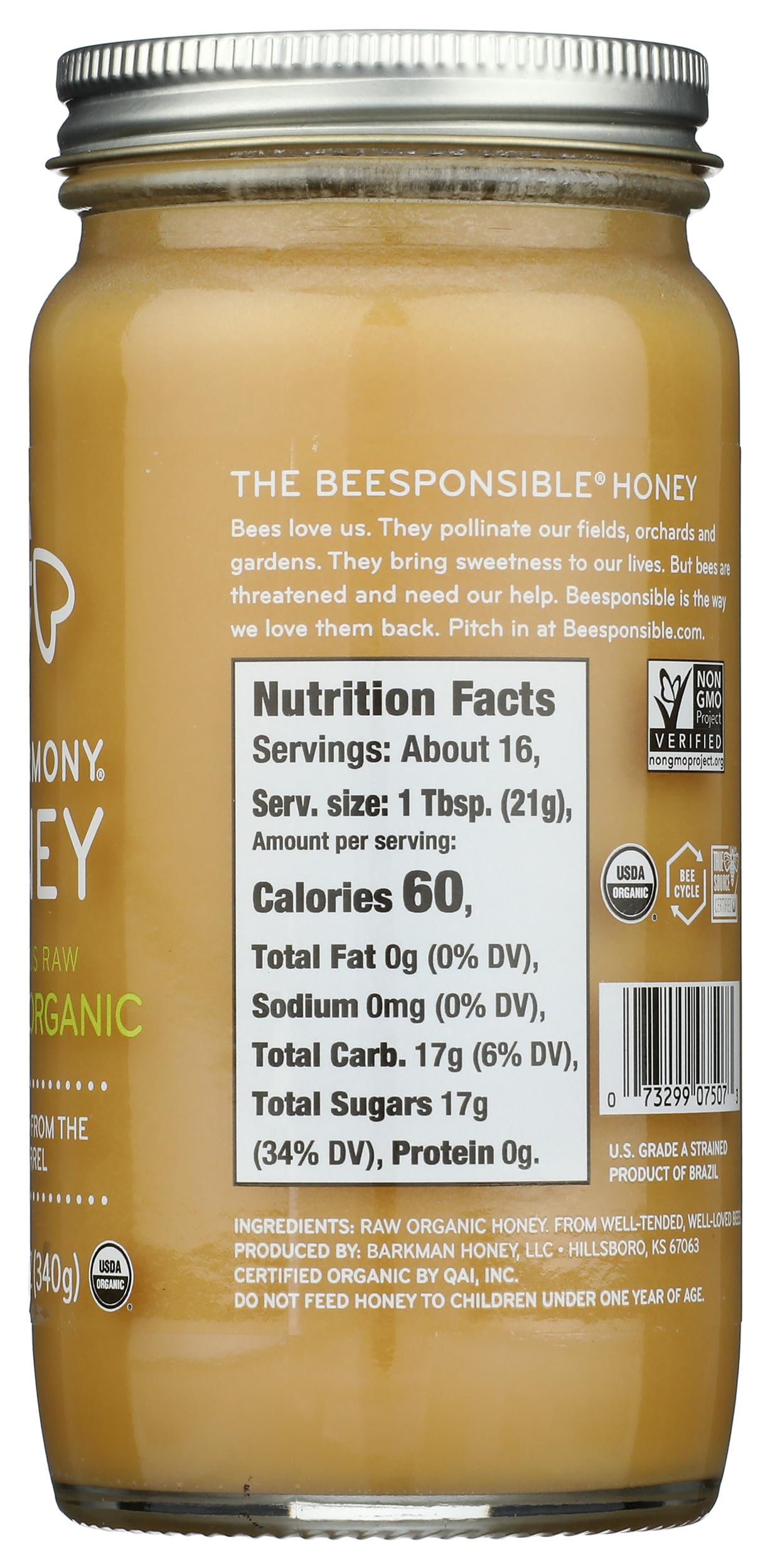 BEE HARMONY Organic Eucalyptus Raw Creamed Honey, 12 OZ
