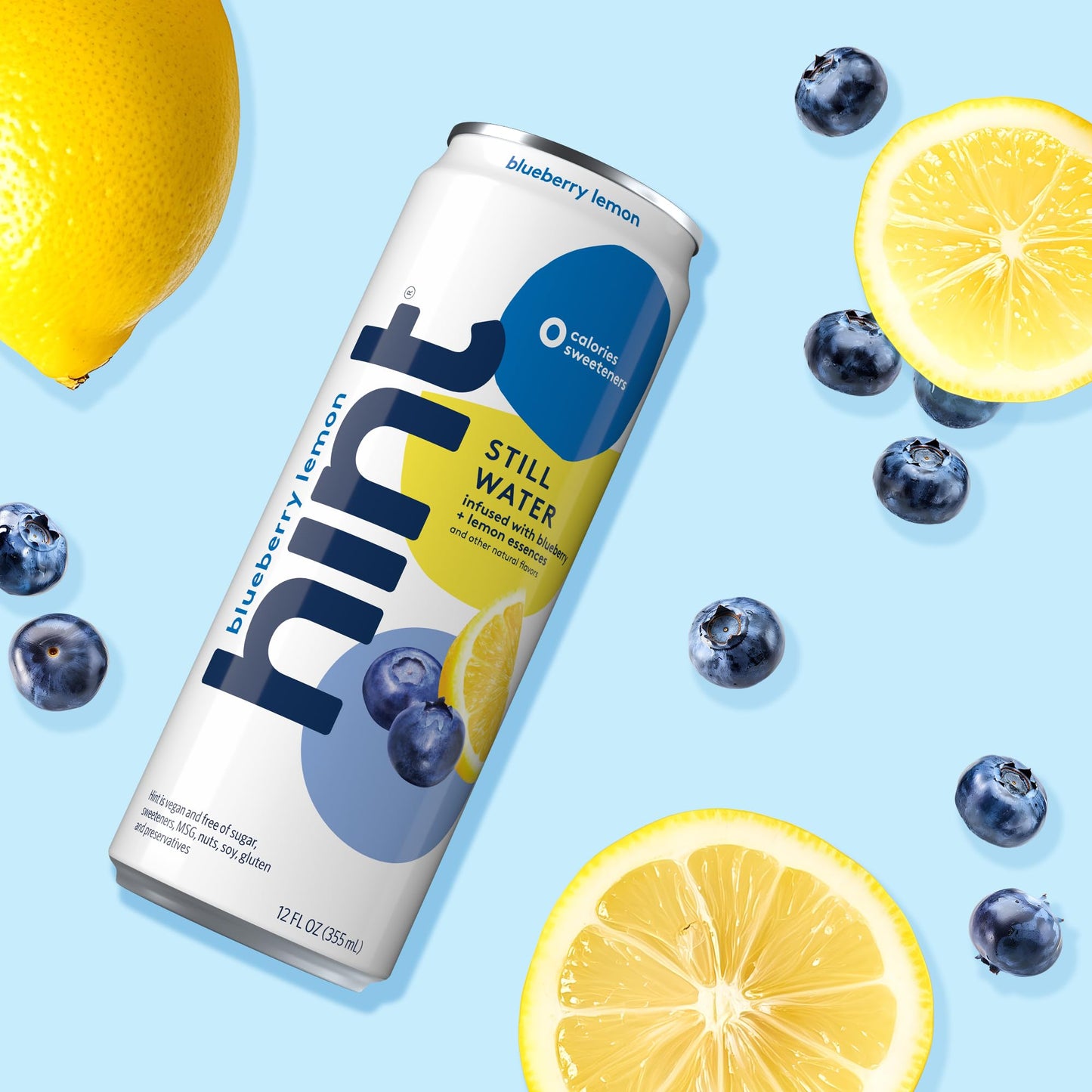 Hint Canned Water, Blueberry Lemon - Purified Flavored Water With Zero Calories, Natural Flavors, And Sugar Free - 12 Fl Oz Cans