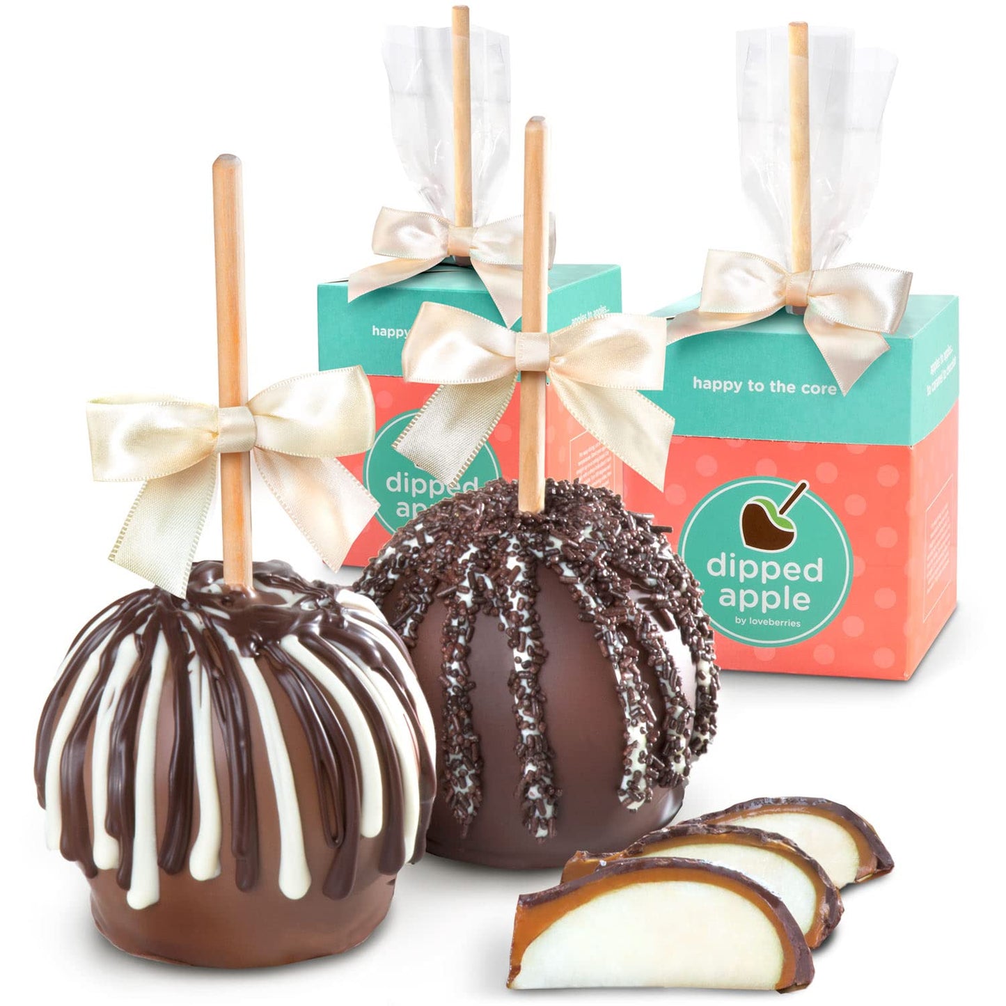A Gift Inside One Dozen Original Love Berry Dipped Strawberries & Chocolate Delight Caramel Apple Duo