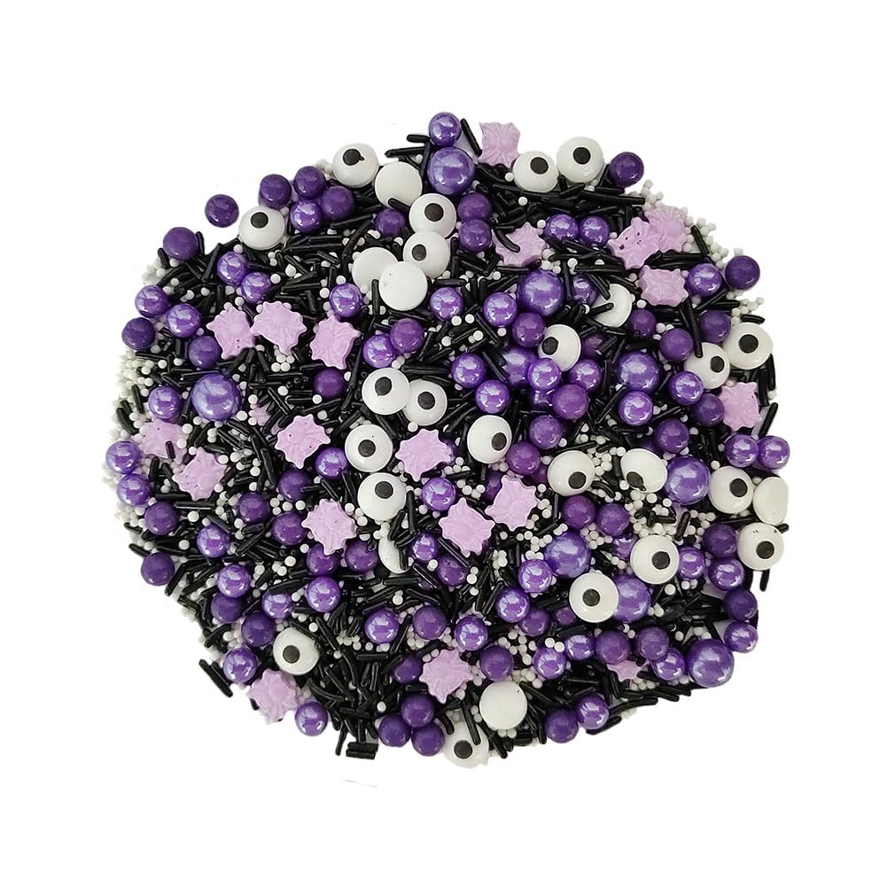 1 Bottle Candy Eyeballs Eyes Cake Cupcake Toppers Edible Baking Purple Sugar Pearls Halloween Sprinkles Cookie Decorations Holiday Party Christmas Supplies(100G/3.5Oz)