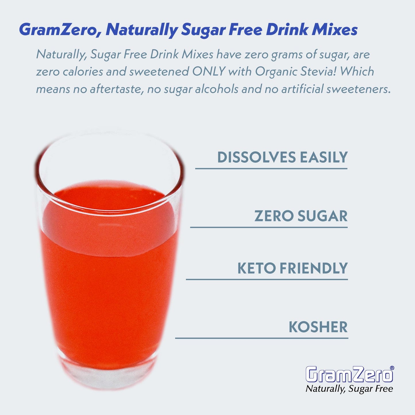 Gramzero 2Go Sticks - Strawberry, Zero Calorie Sugar Free Drink Mix, Stevia Sweetened, Great For Nutrition Club Loaded Tea To Go