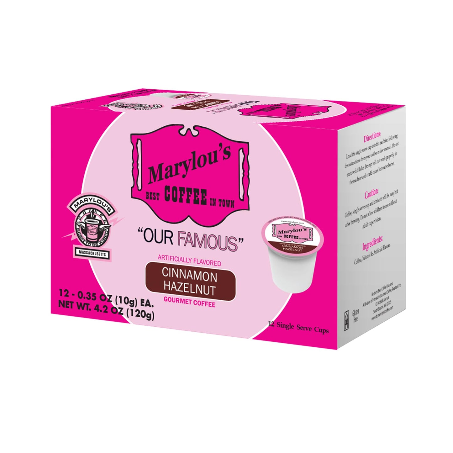 Marylous Coffee Cinnamon Hazelnut Flavored Coffee Pods, Compatible with Keurig, 12 Count