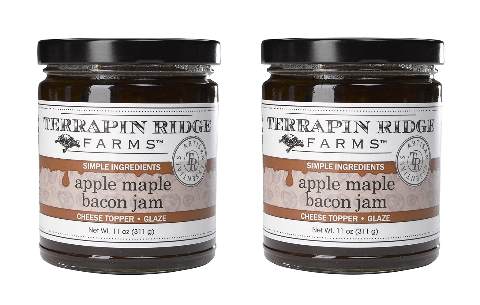 Terrapin Ridge Farms Apple Maple Bacon Jam - Sweet & Savory Jam With Apples, Maple, Bacon, Cinnamon, And Butter - Perfect For Cheese, Glazes, And More - 11 Ounce (Pack Of 2)